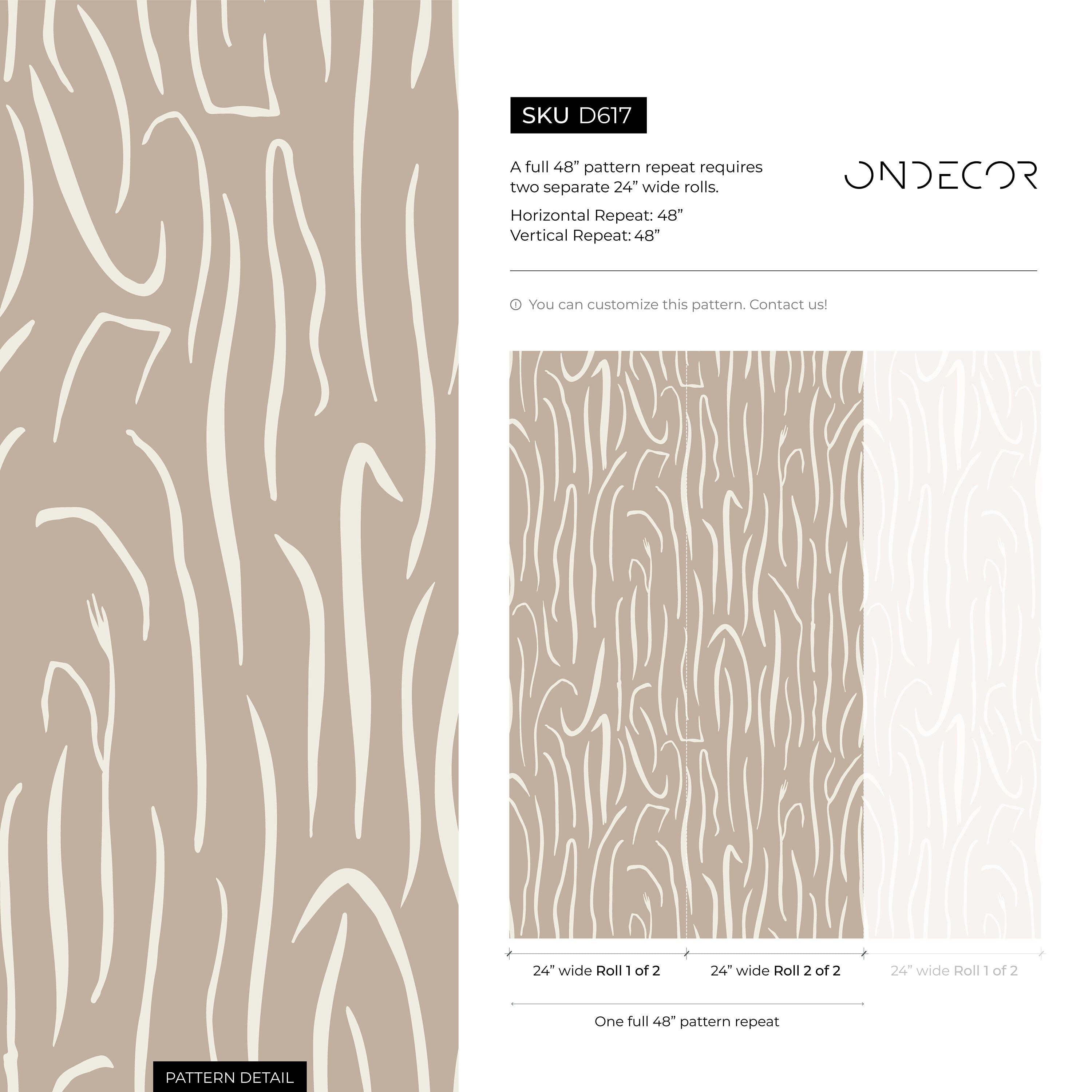 Abstract Wallpaper With Flowing Wavy Lines In Beige And Cream - D617