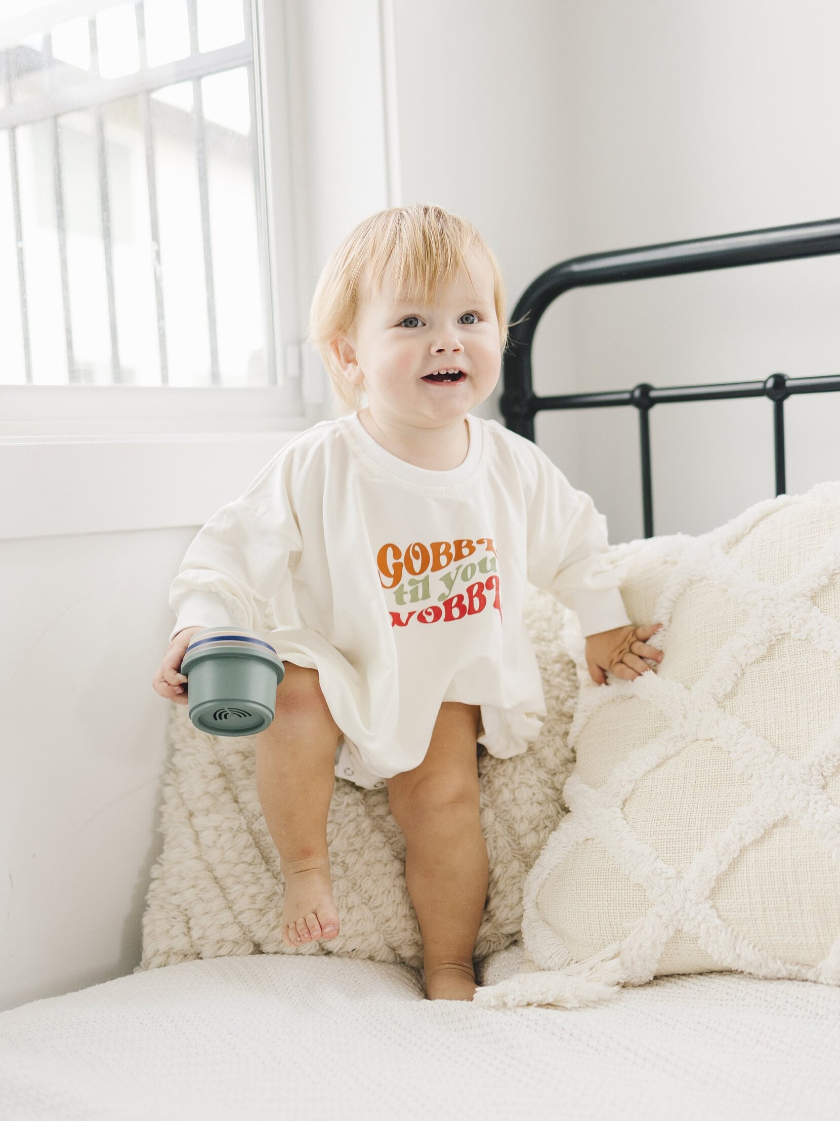 Gobble Til You Wobble Thanksgiving Bamboo Sweatshirt Romper