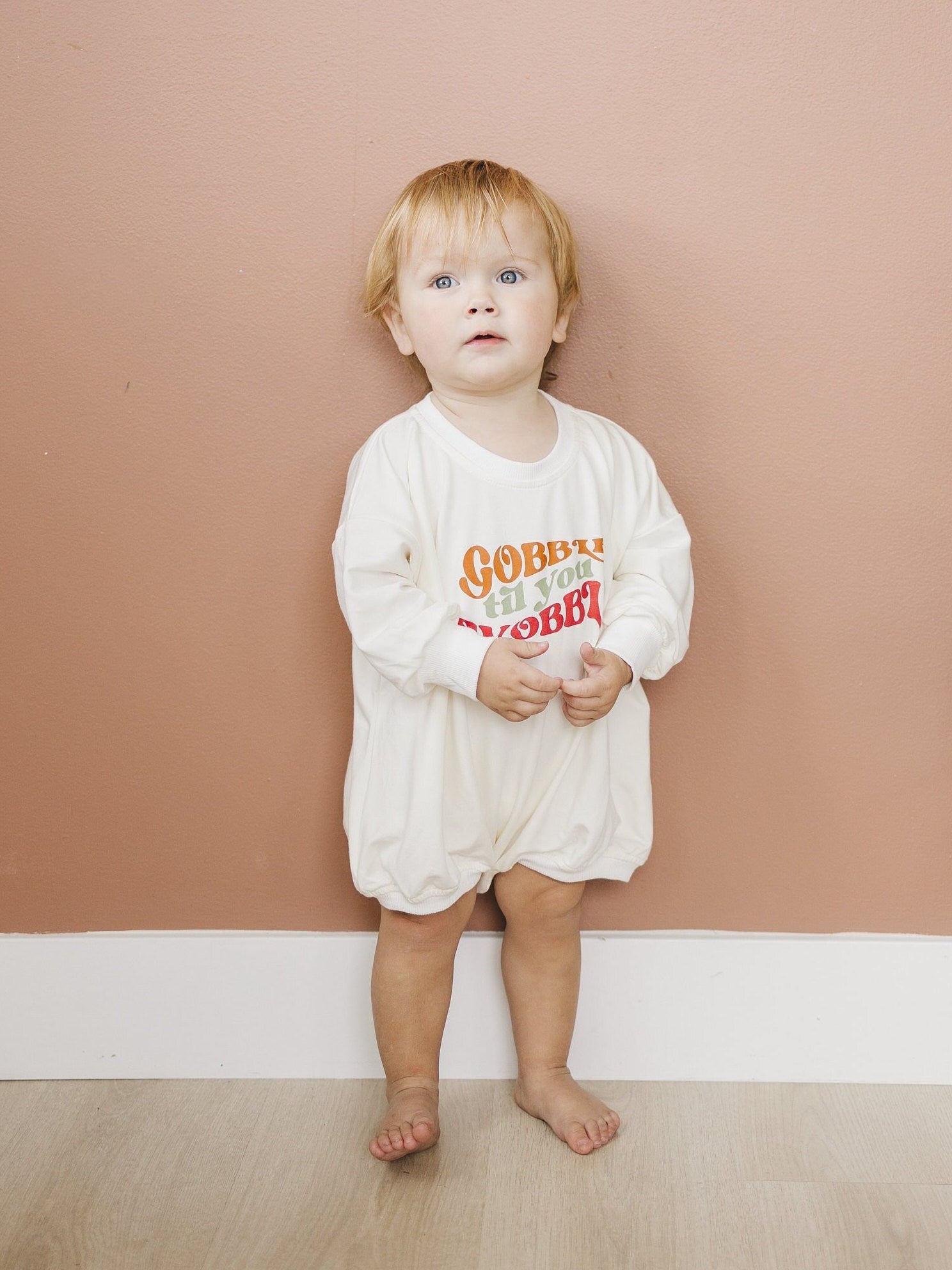 Gobble Til You Wobble Thanksgiving Bamboo Sweatshirt Romper