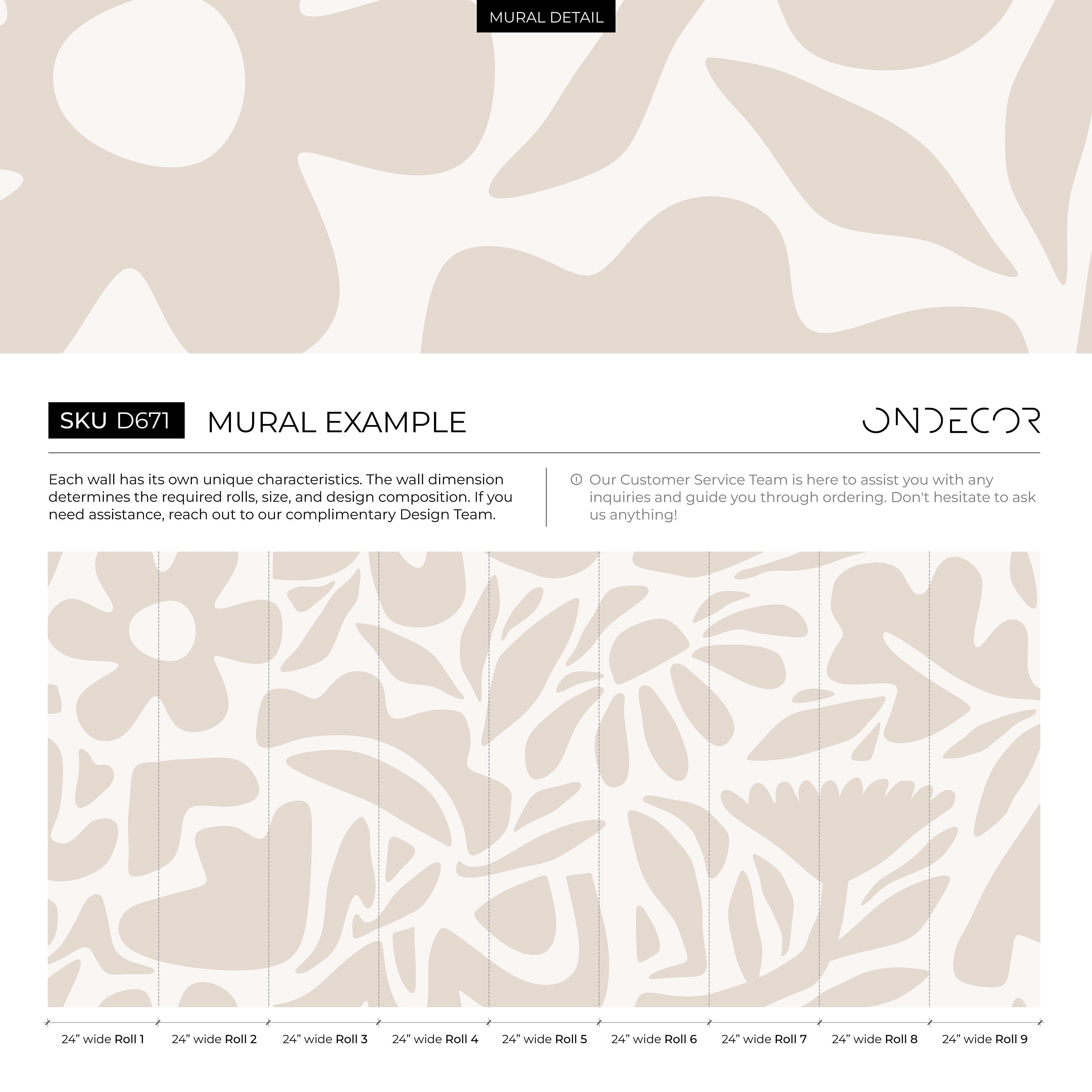 Abstract Wallpaper With A Boho Flora Motif In Beige And Off-white - D671