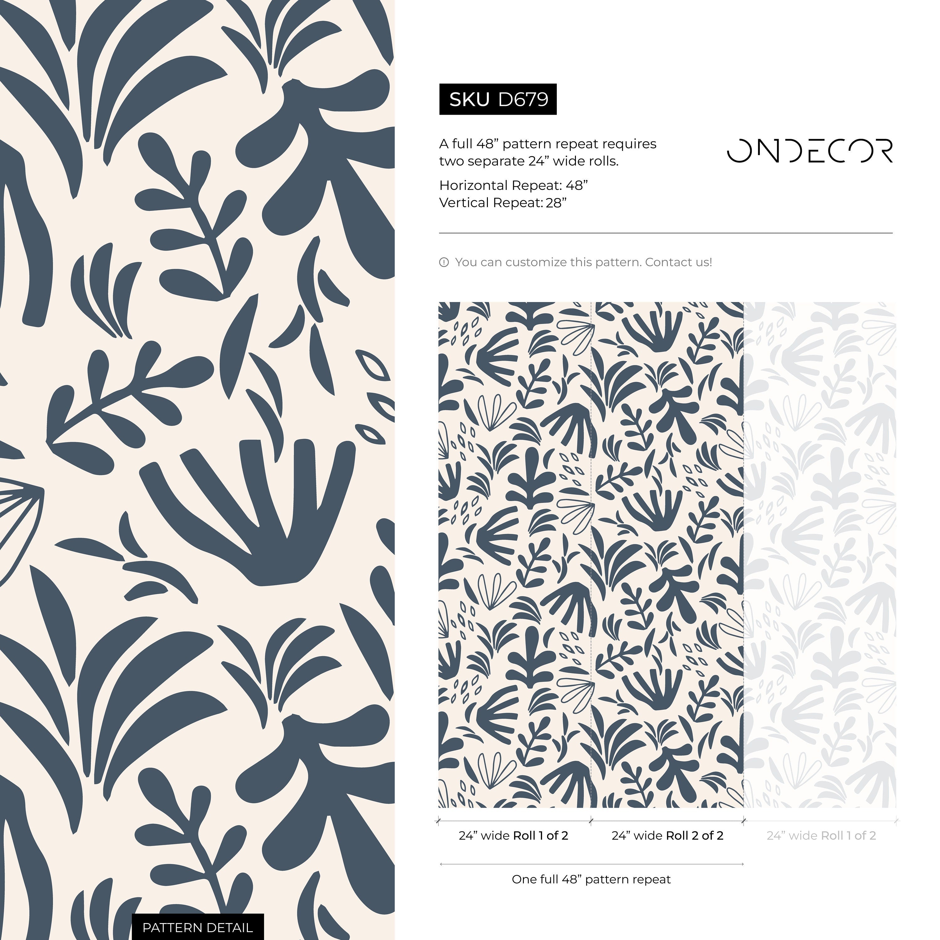 Abstract Wallpaper Featuring Botanical Shapes In Gray And White - D679