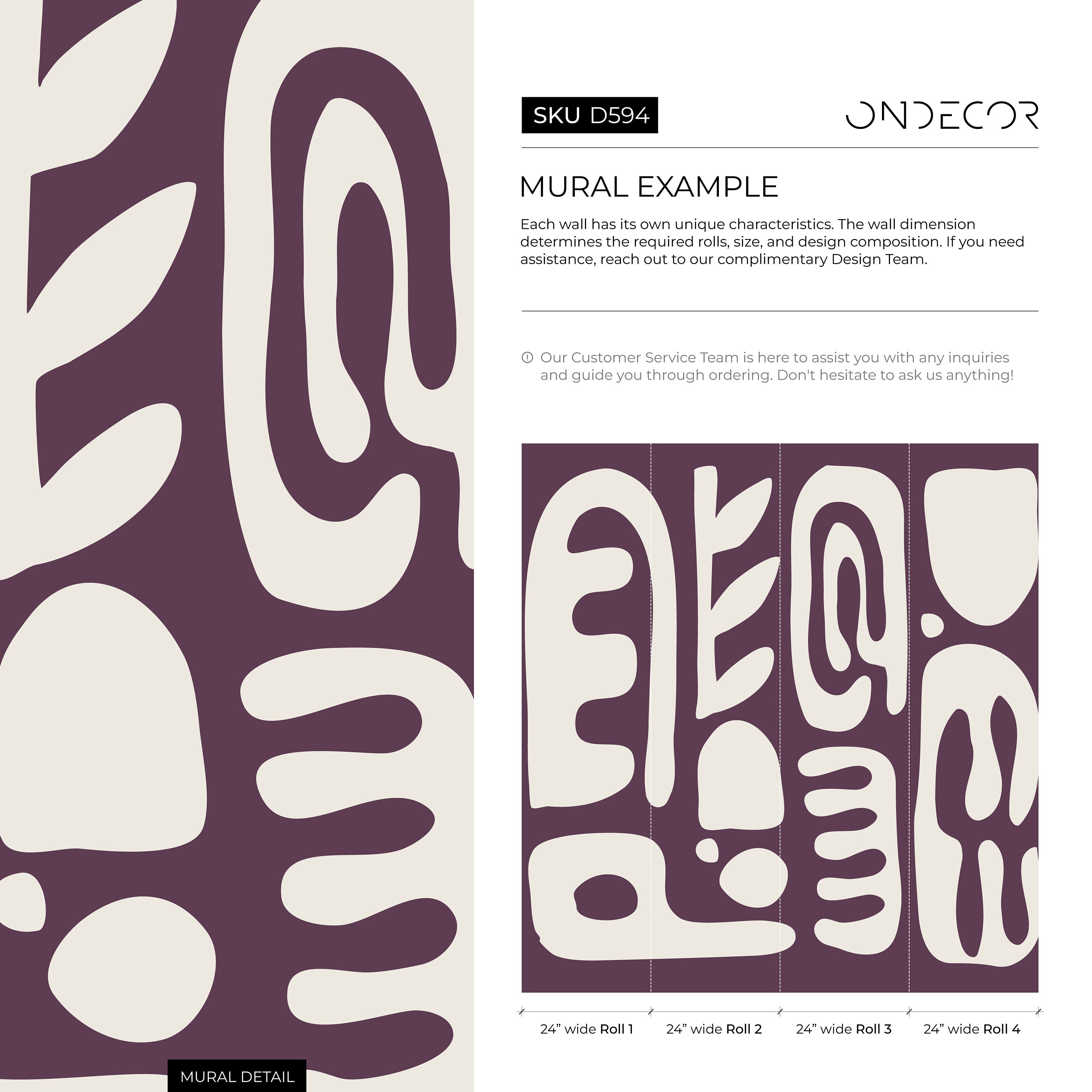 Abstract Wallpaper With Bold Organic Shapes In Purple And Beige - D594