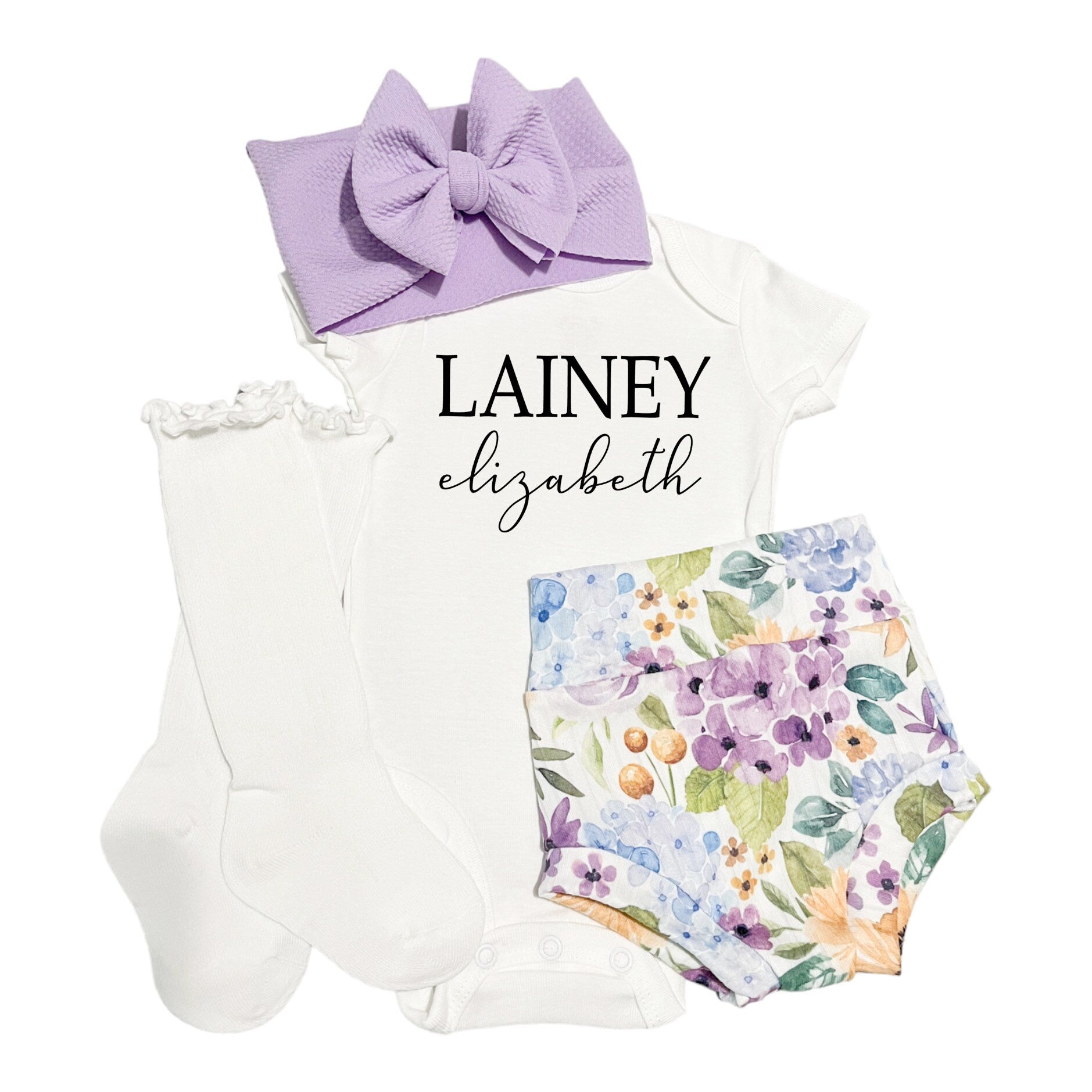 Purple Floral Baby Bummies