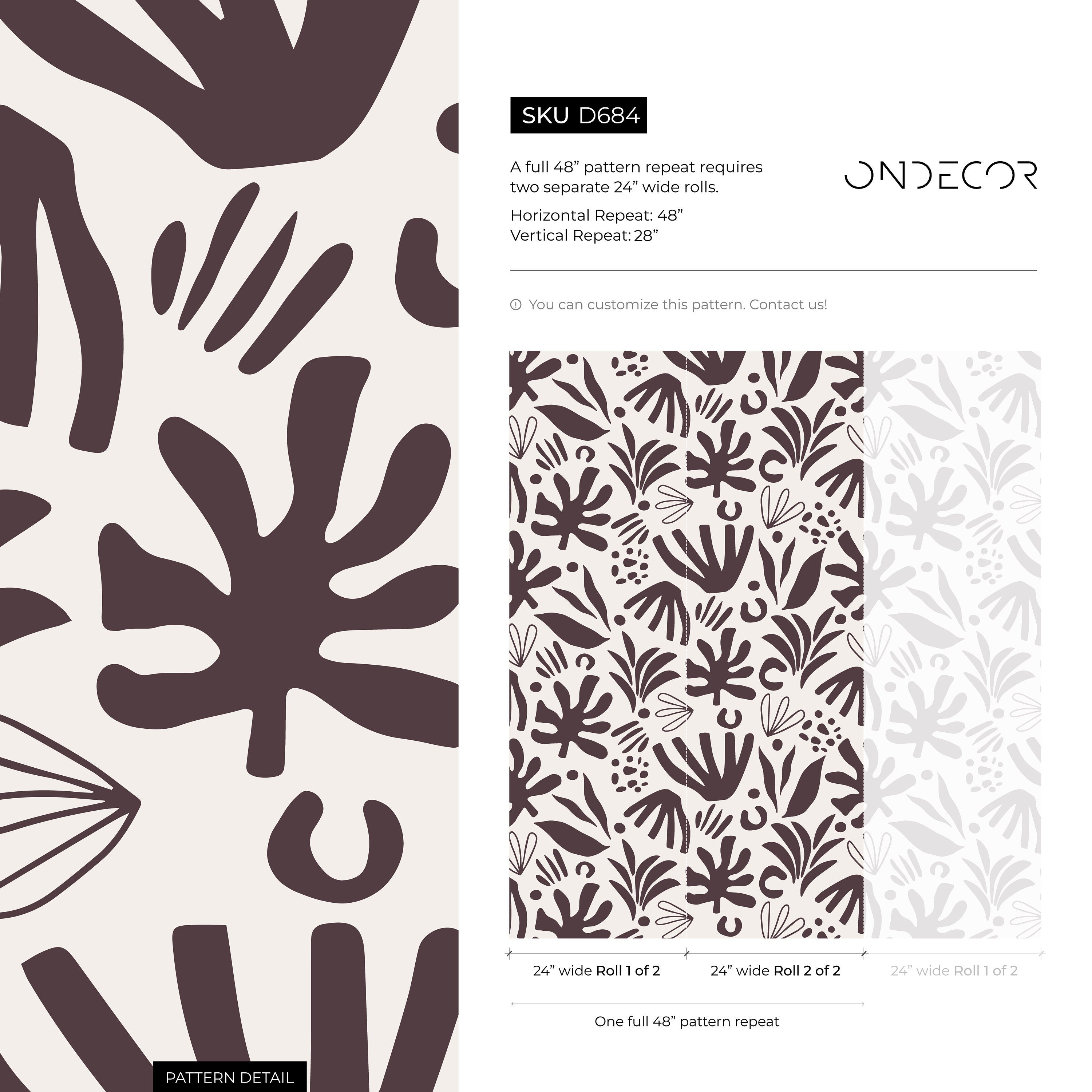 Abstract Wallpaper With A Modern Leaf Cutout Motif In Deep Brown And Beige - D684