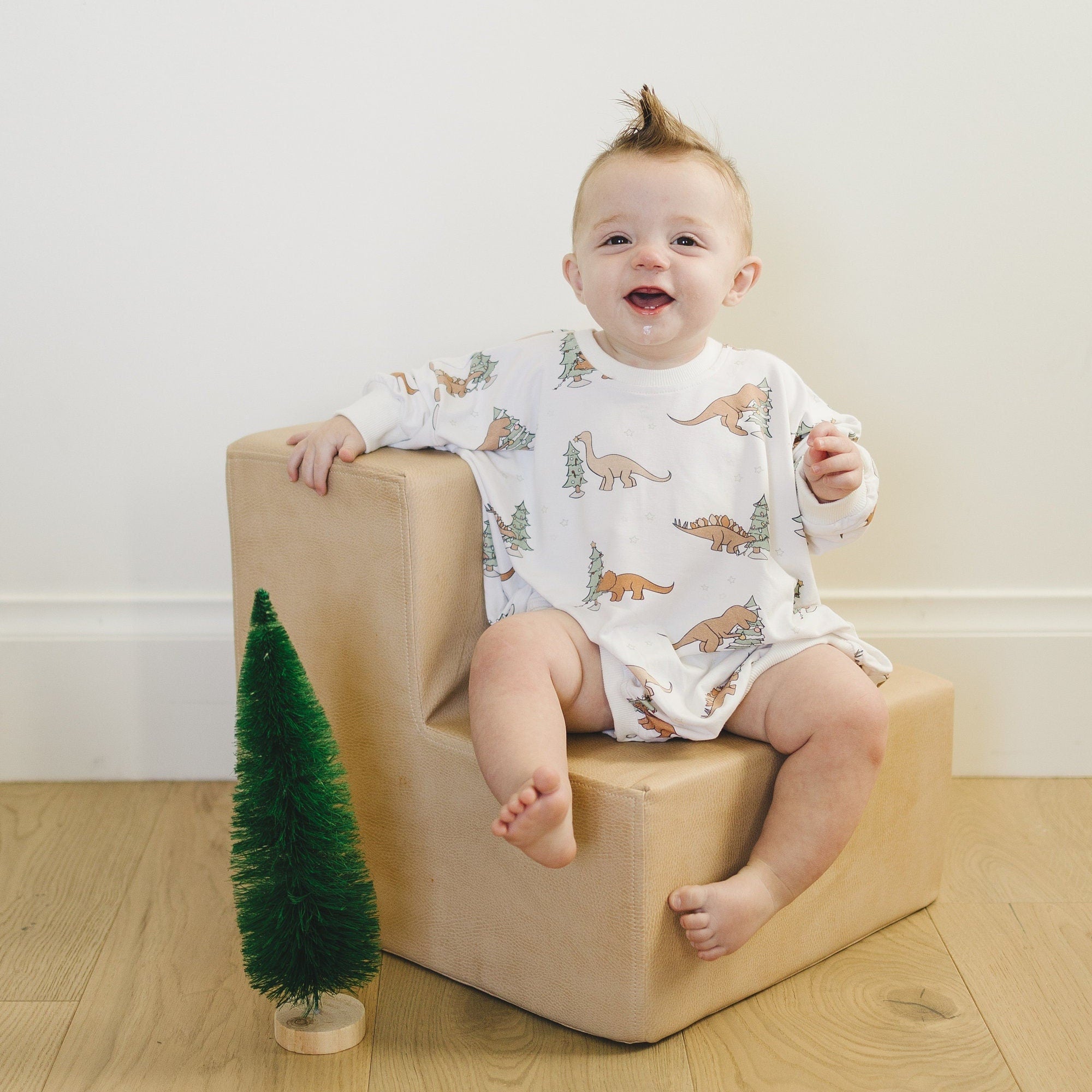Christmas Tree-rex Bamboo Bubble Romper