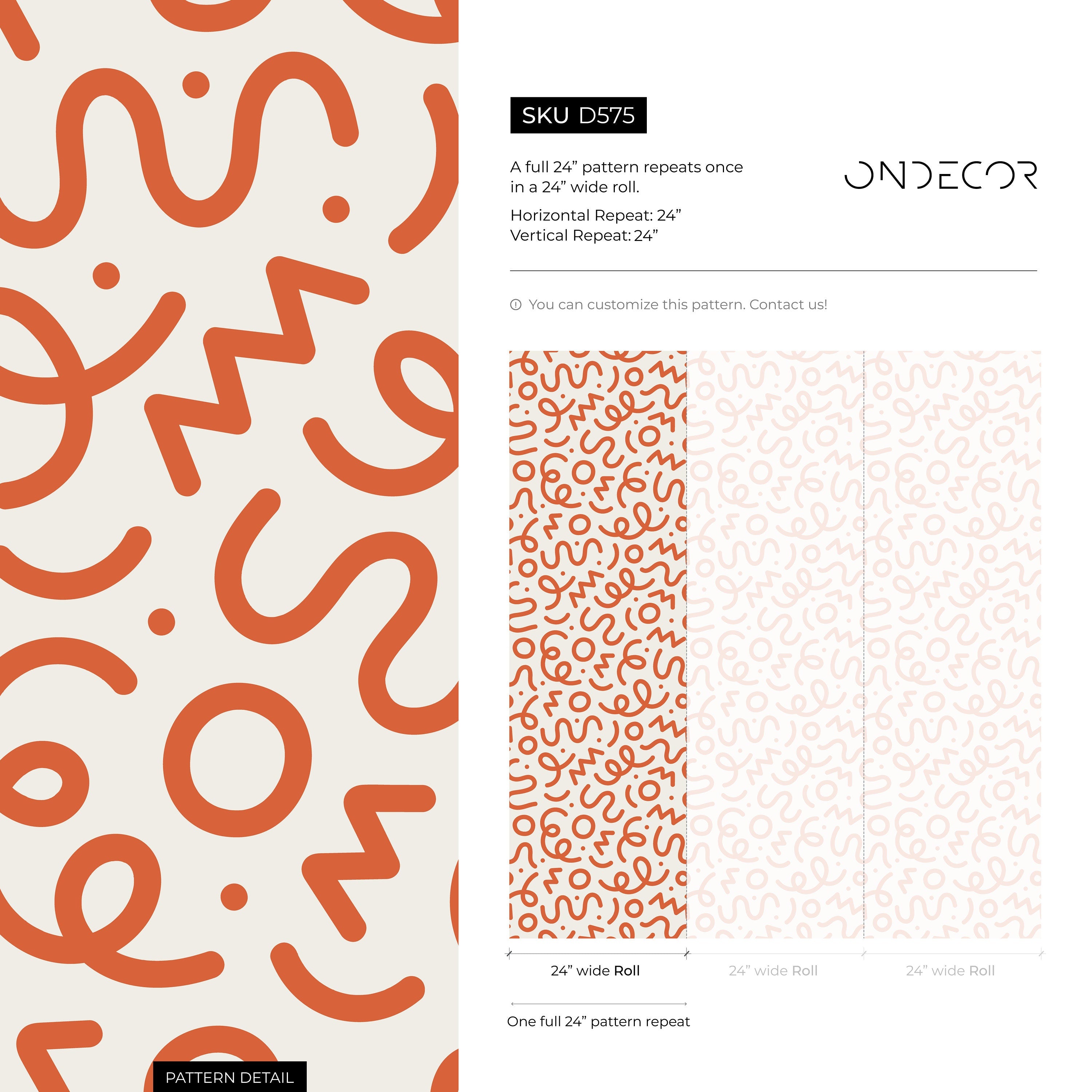 Abstract Wallpaper With Hand-drawn Squiggles In Red - D575