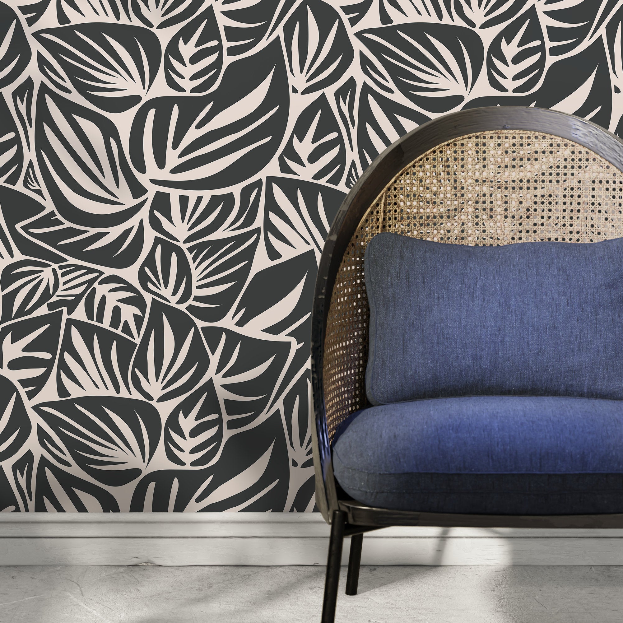 Leaf Wallpaper With An Abstract Motif In Gray And Beige - D649