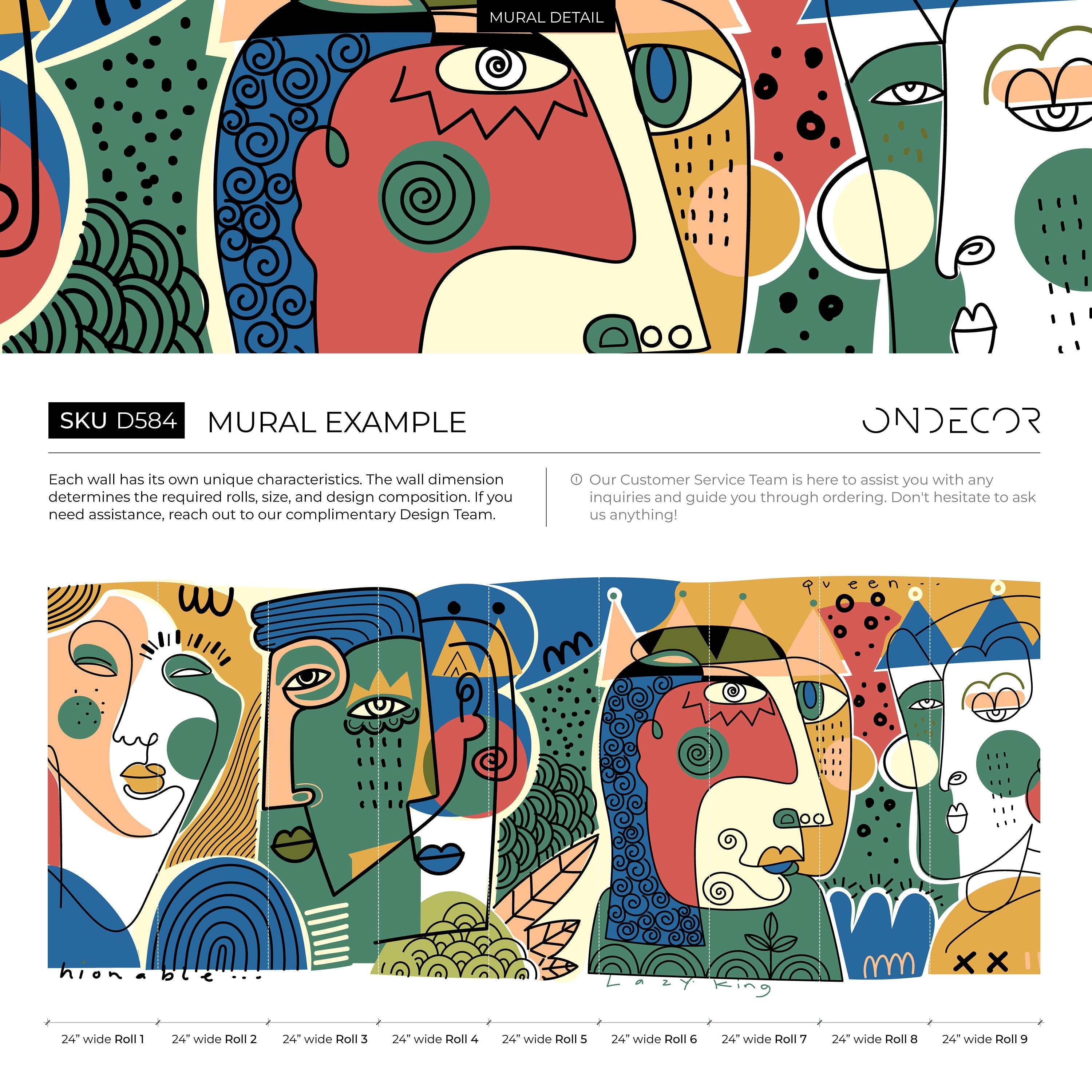 Abstract Wallpaper With A Cubist Face Motif In Yellow, Blue, And Red - D584