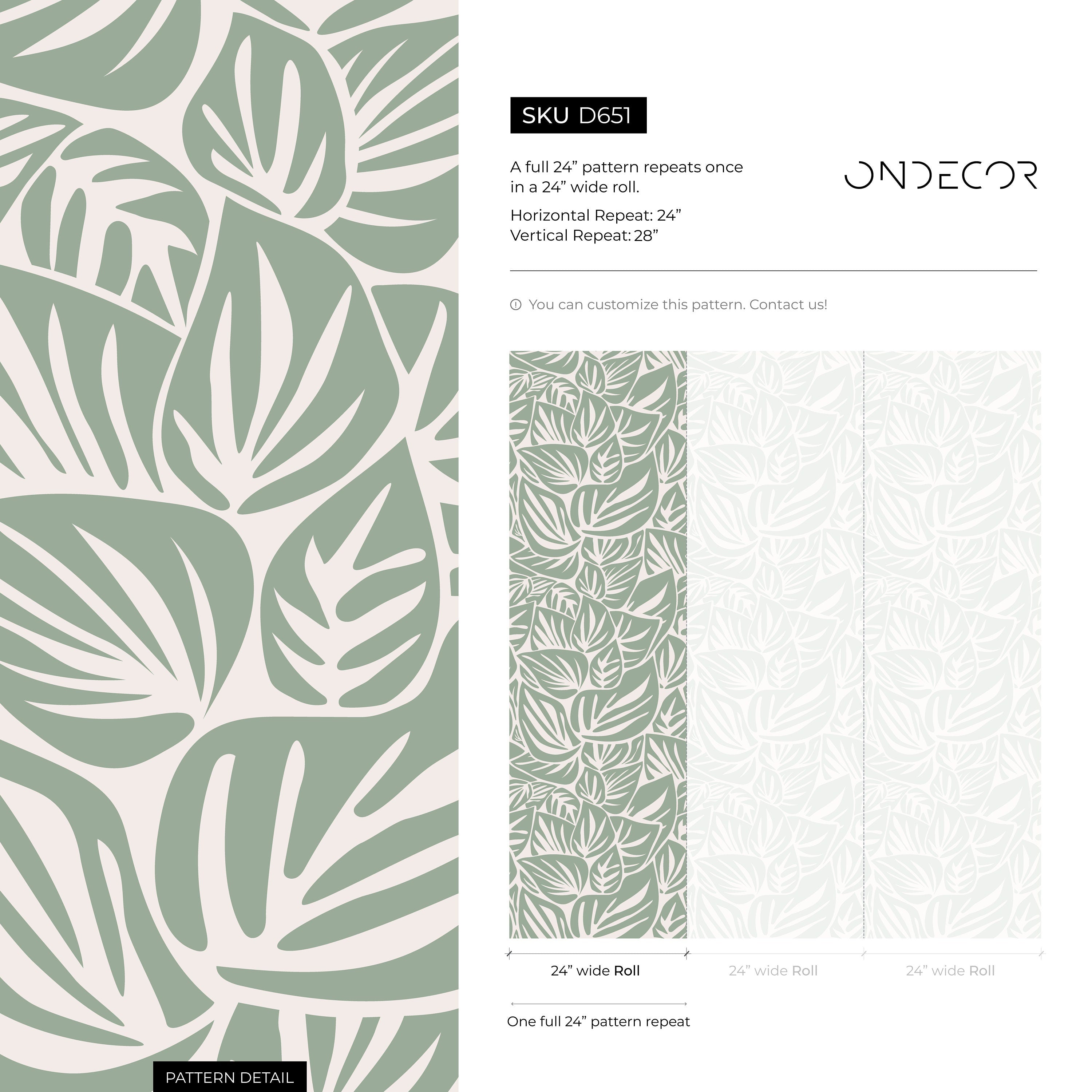 Leaf Wallpaper With A Modern Stylized Leaf Motif In Light Green And Cream - D651