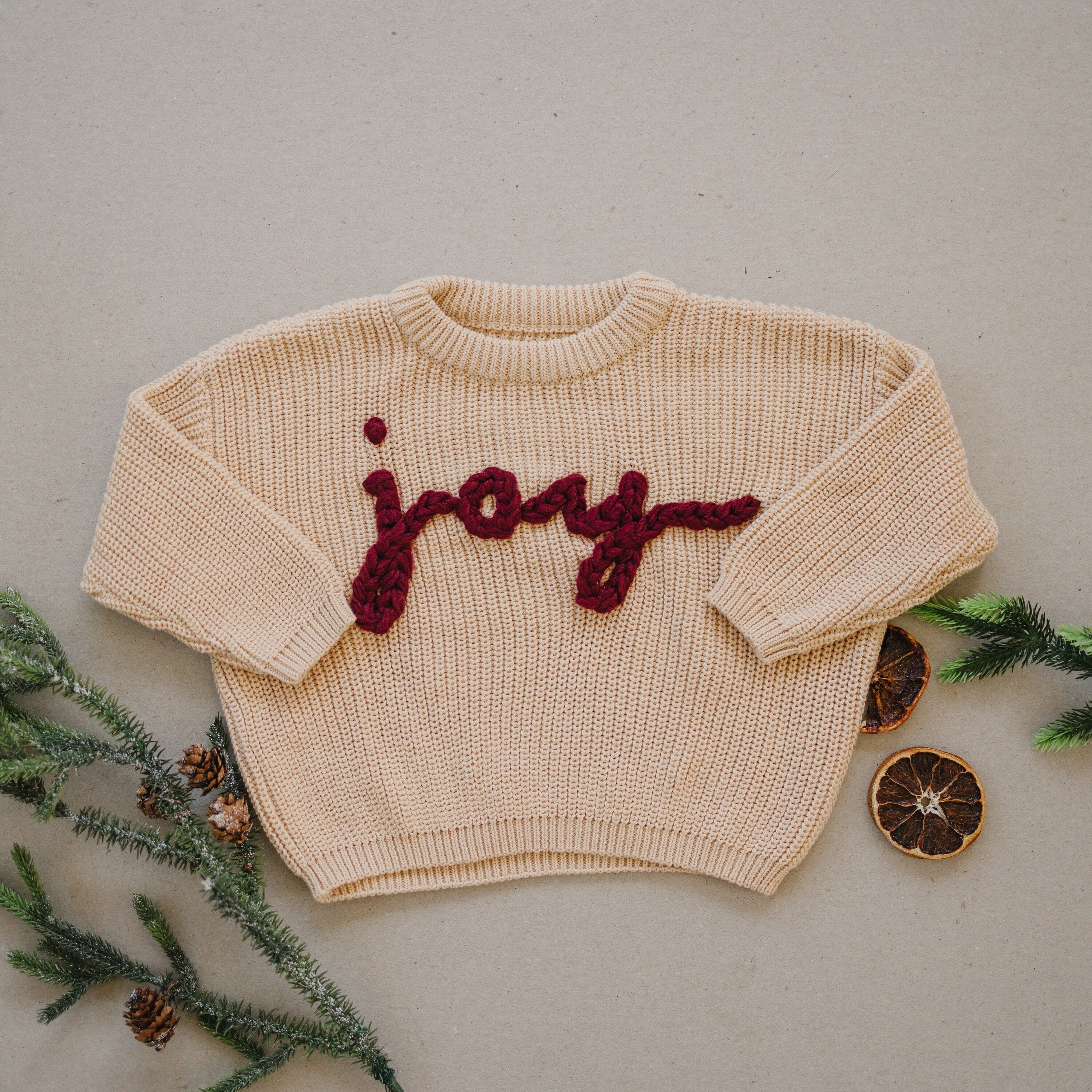 Joy Hand Embroidered Christmas Sweater