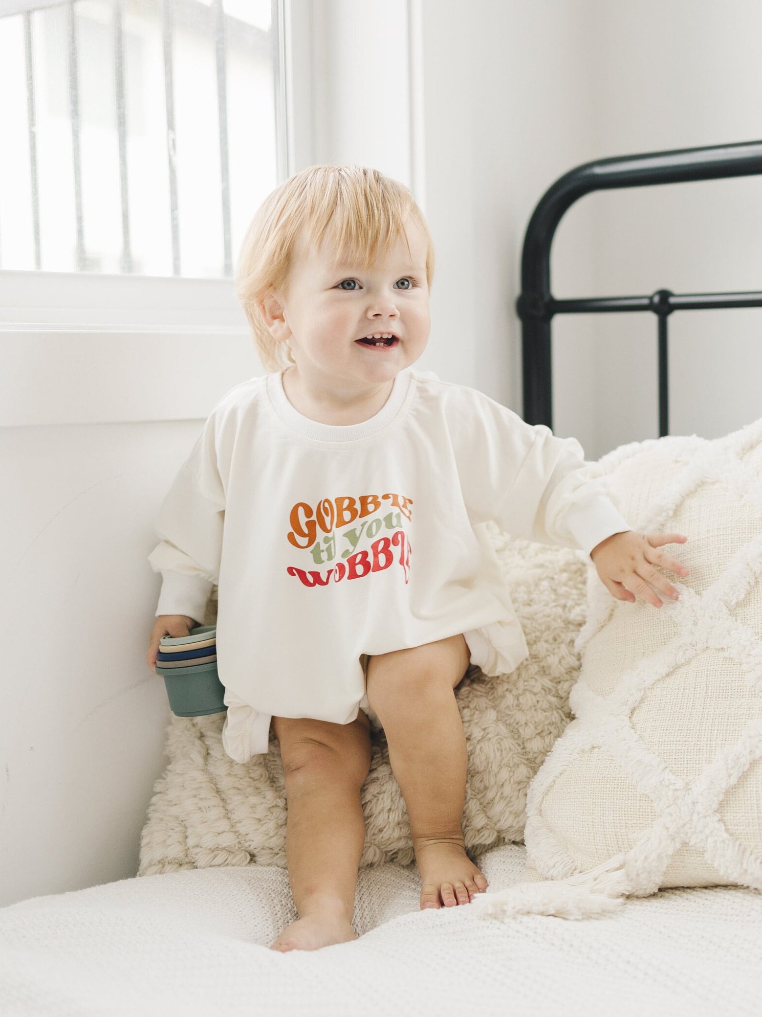 Gobble Til You Wobble Thanksgiving Bamboo Sweatshirt Romper