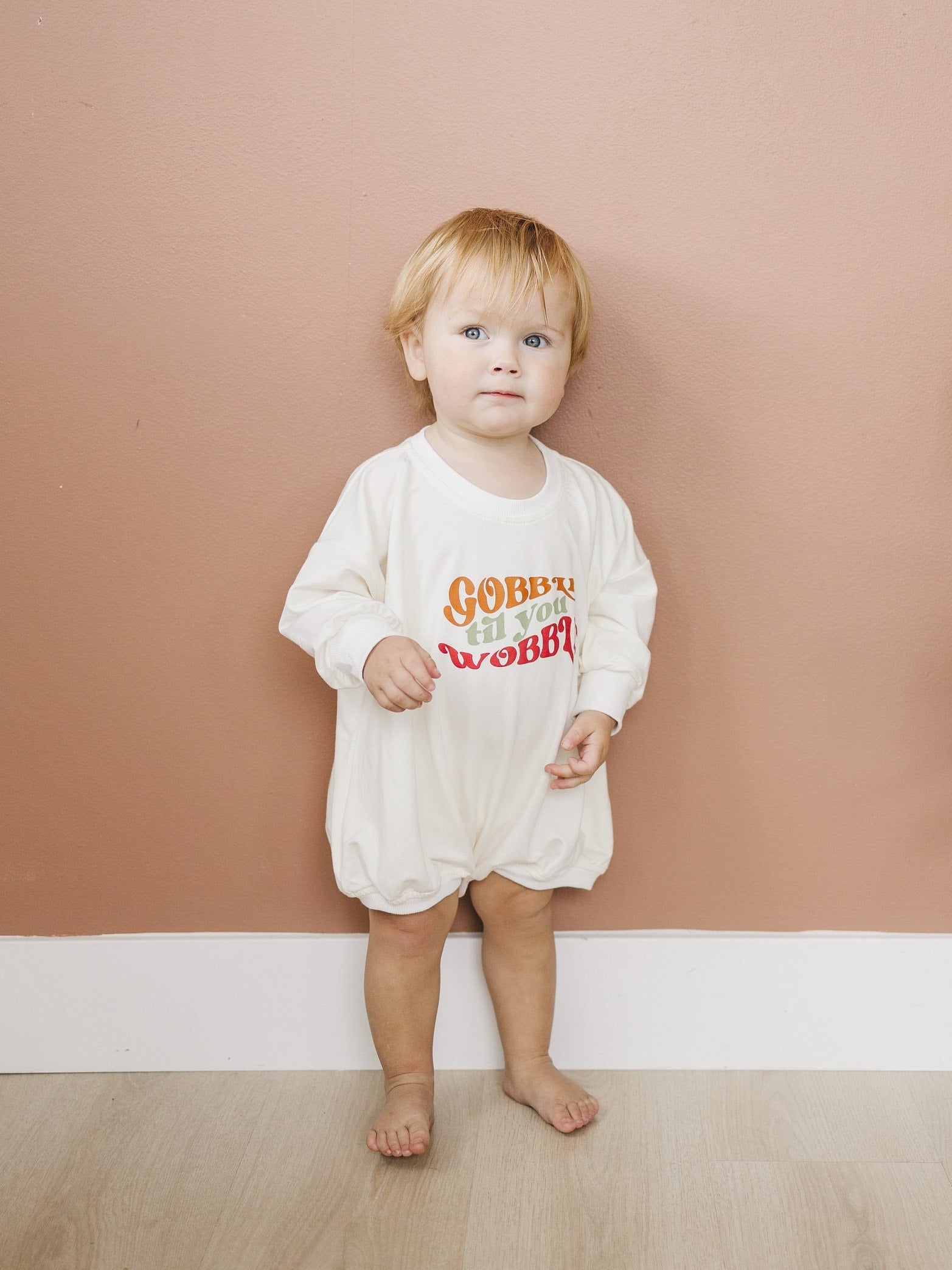 Gobble Til You Wobble Thanksgiving Bamboo Sweatshirt Romper