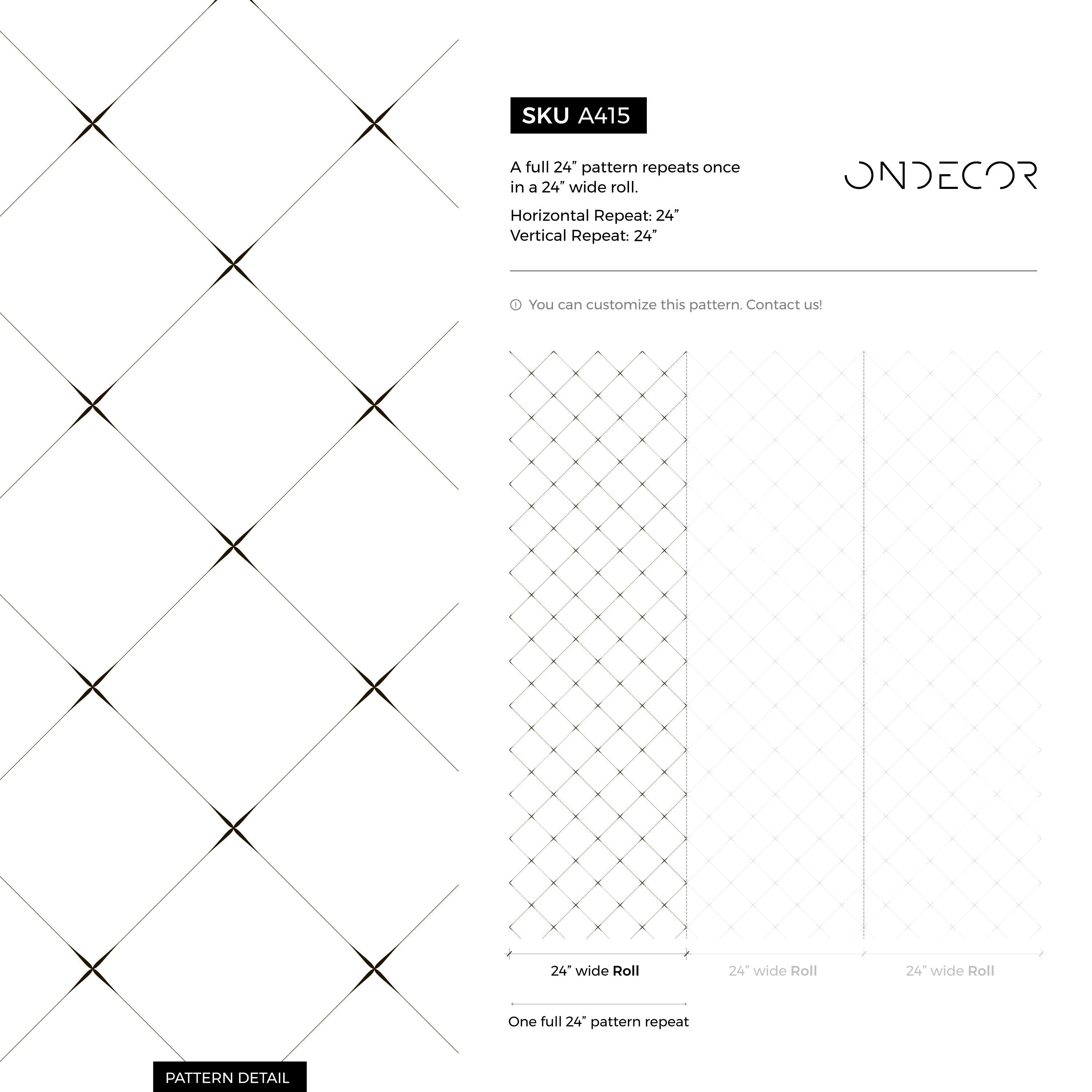 Minimalist Wallpaper With A Geometric Diamond Grid In Black - A415
