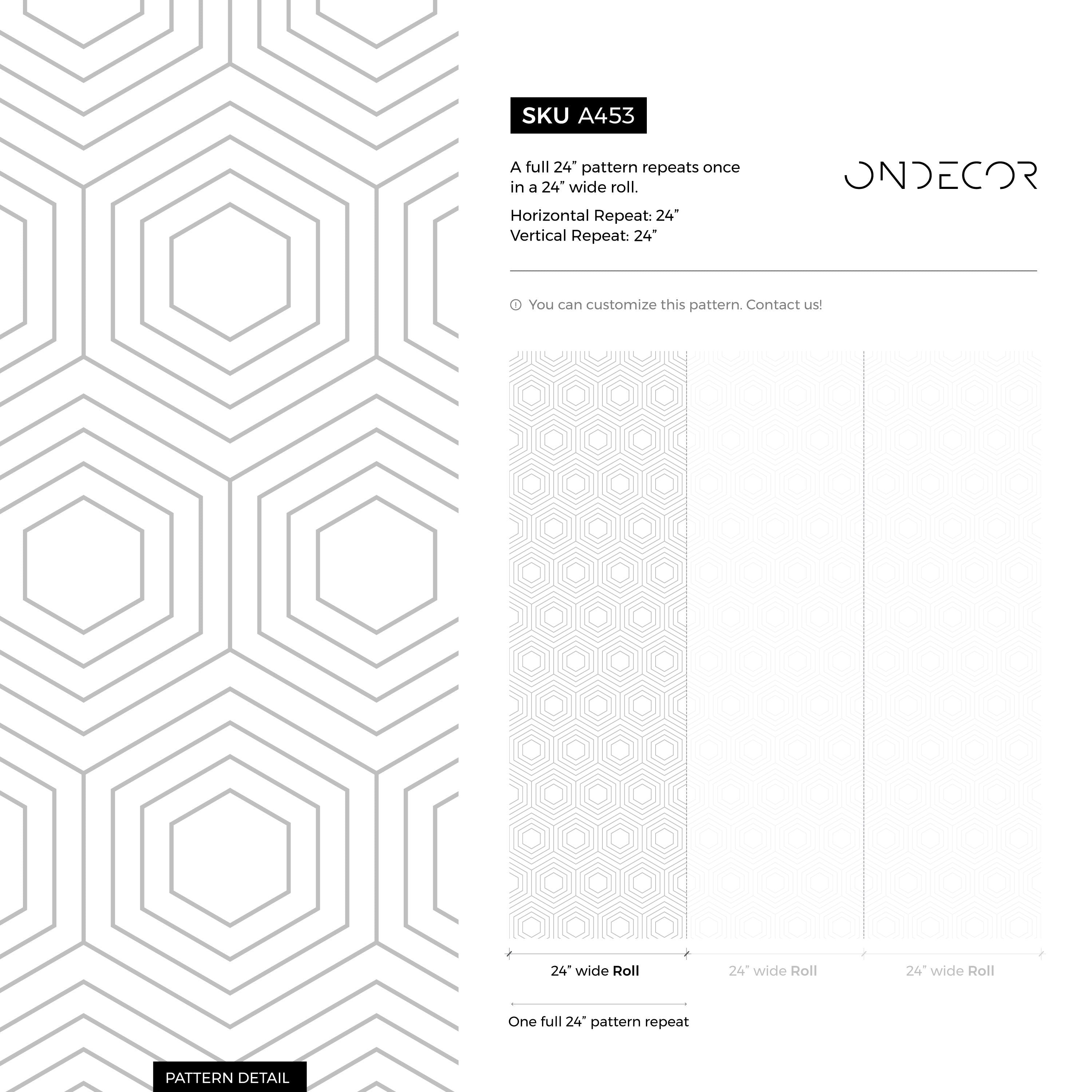 Geometric Wallpaper With A Minimalist Hexagon Line Art In Gray - A453