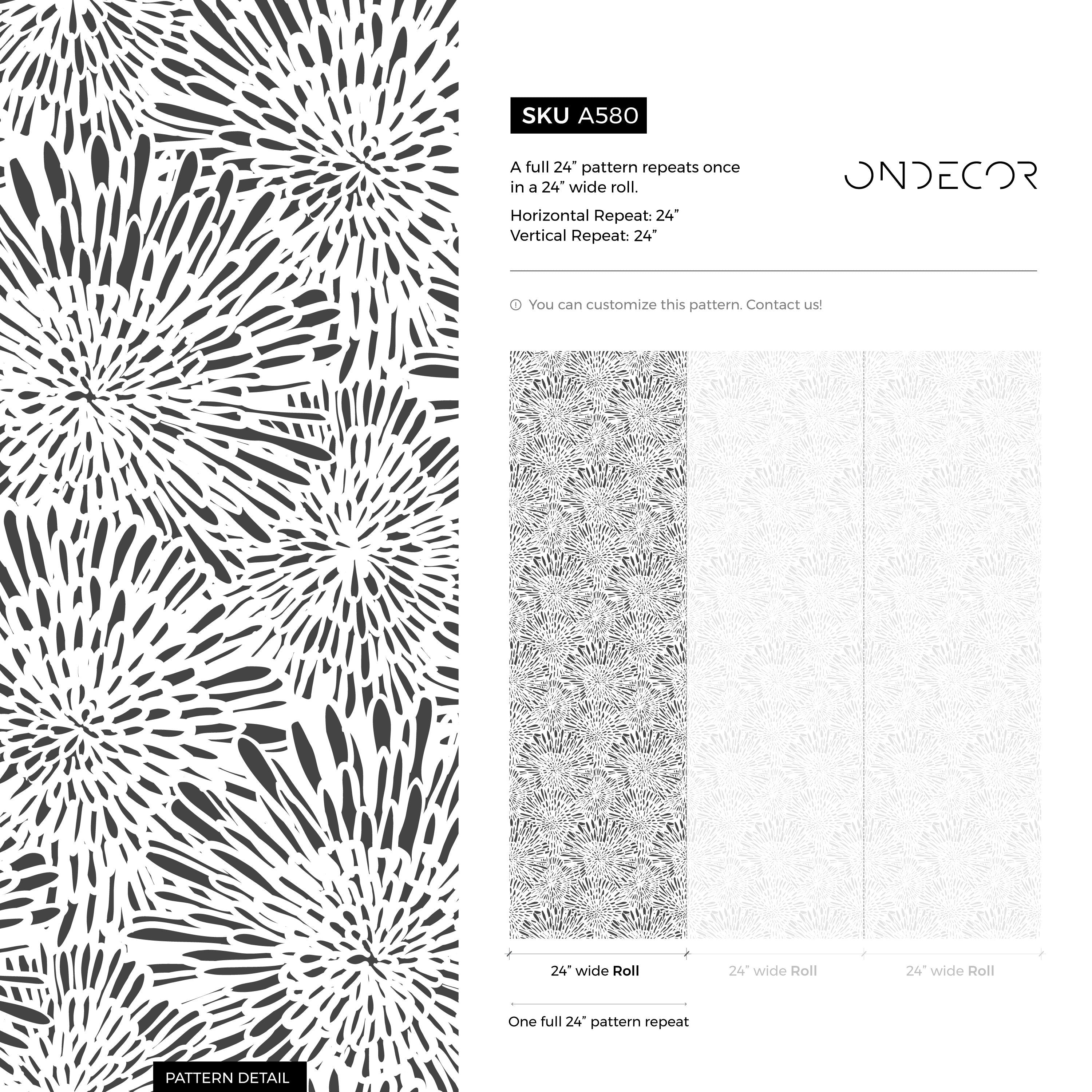 Abstract Wallpaper With A Graphic Starburst Motif In Black And White - A580