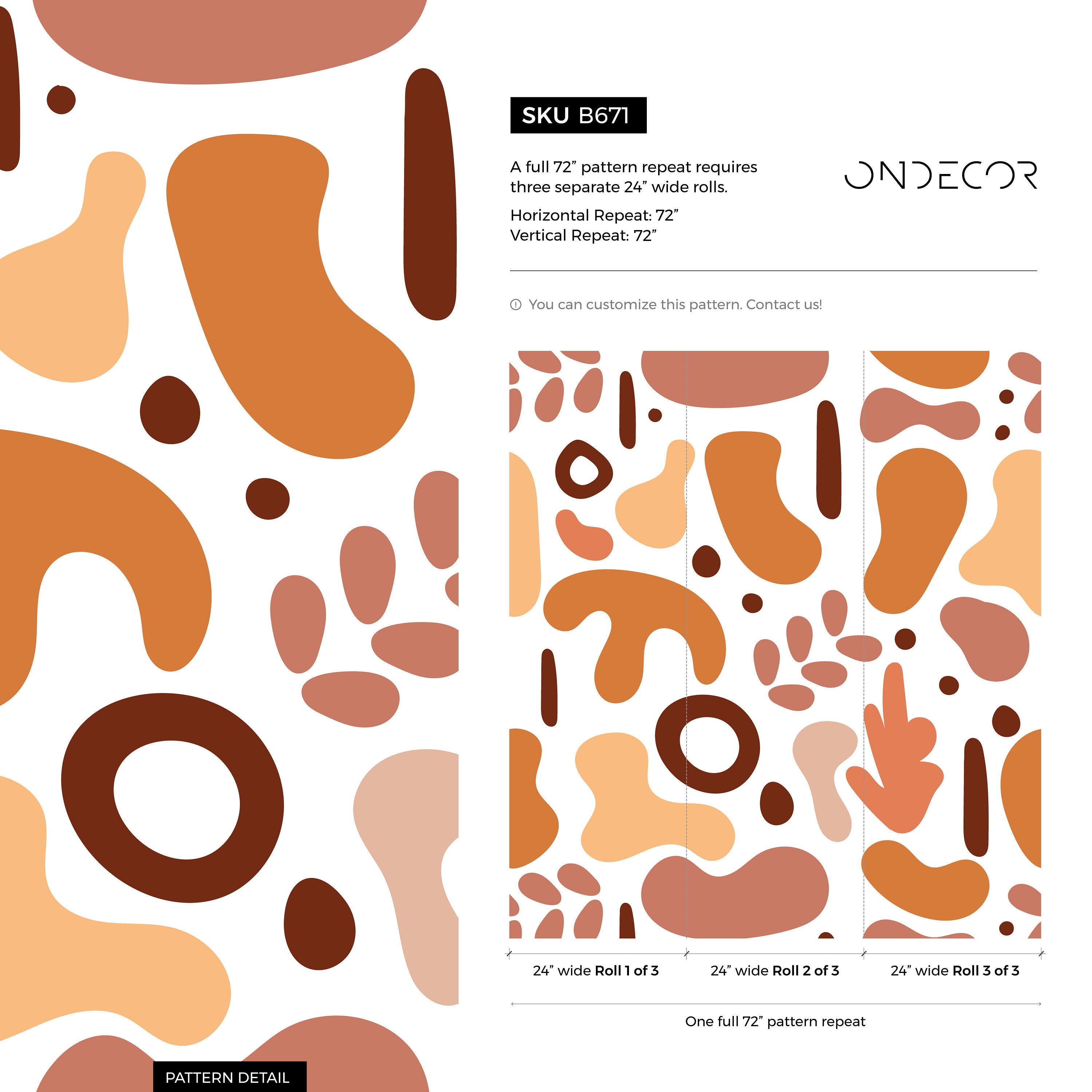 Abstract Wallpaper With Amorphous Shapes In Terracotta, Orange, And Brown - B671