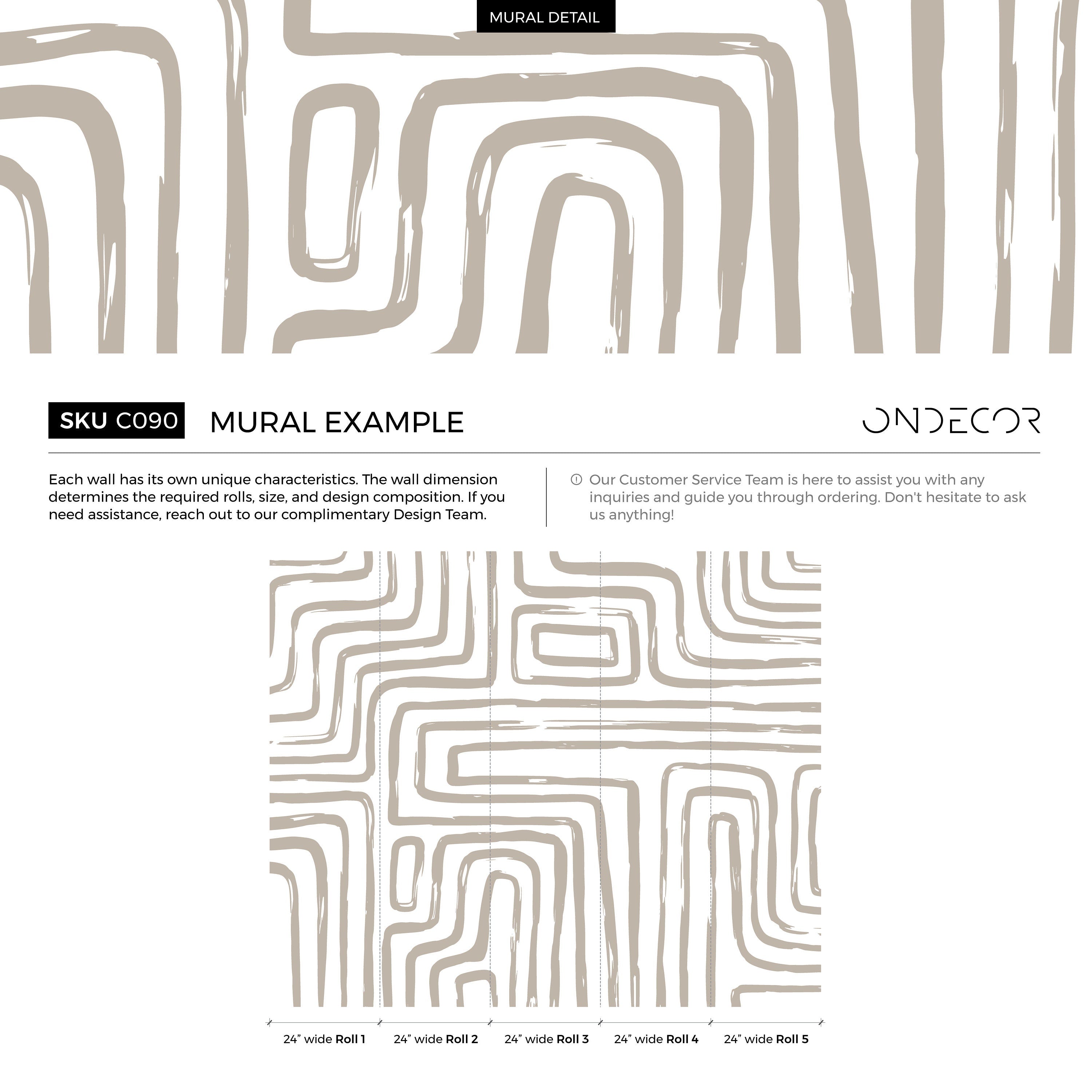 Abstract Wallpaper With Brushstroke Geometric Lines In Beige - C090