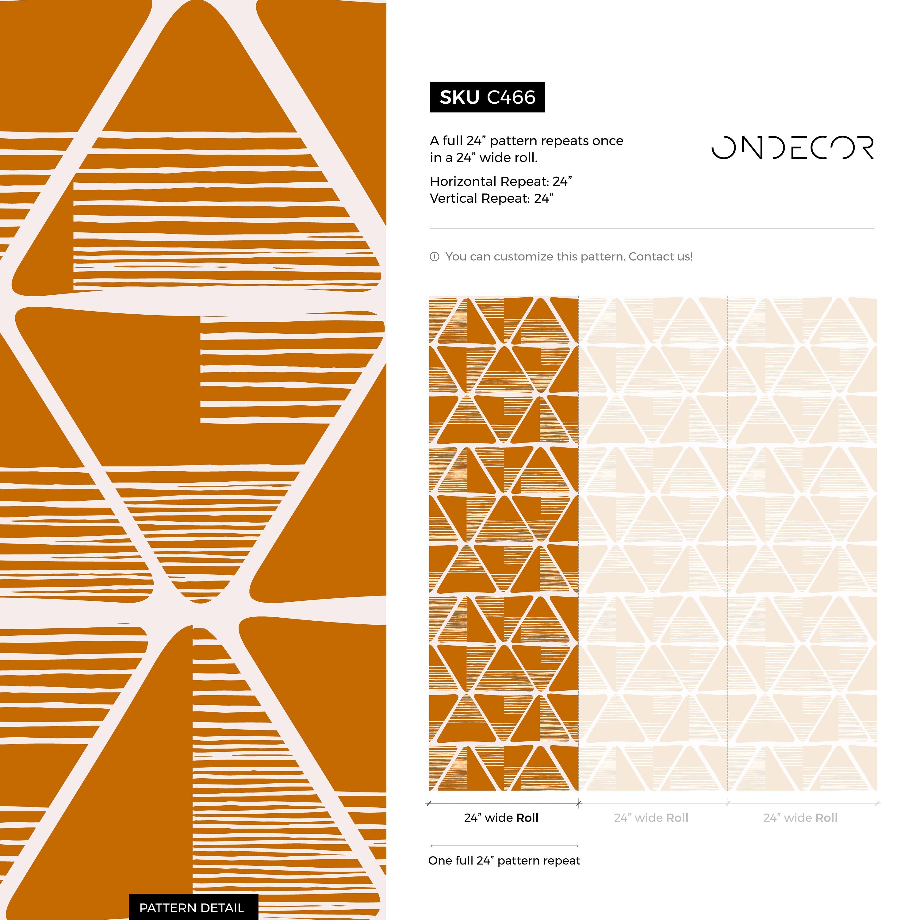 Geometric Wallpaper With Hand-drawn Triangles In Orange And White - C466