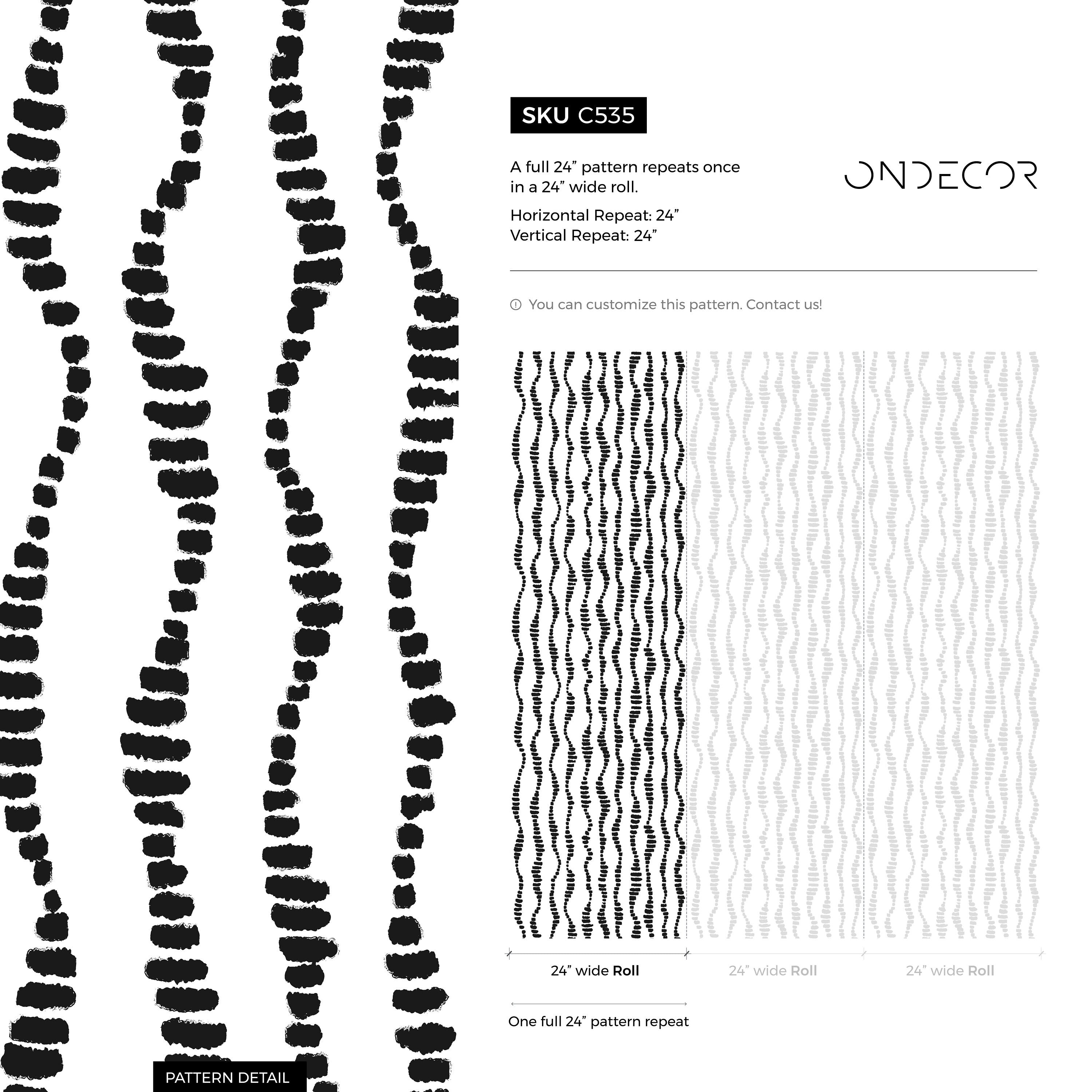 Abstract Wallpaper With Wavy Dashed Lines In Black And White - C535
