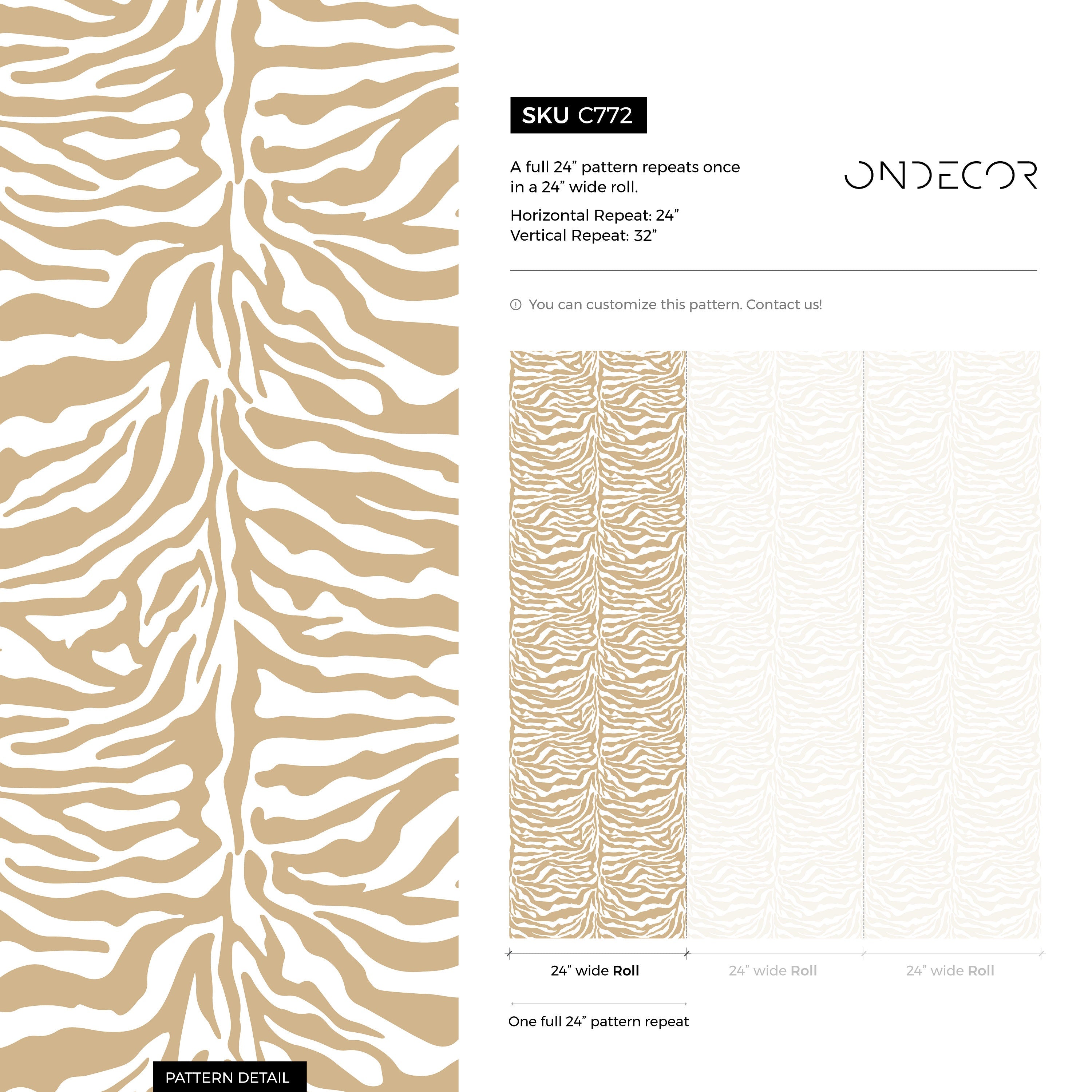 Abstract Wallpaper With Bold Zebra Stripes In Beige And White - C772
