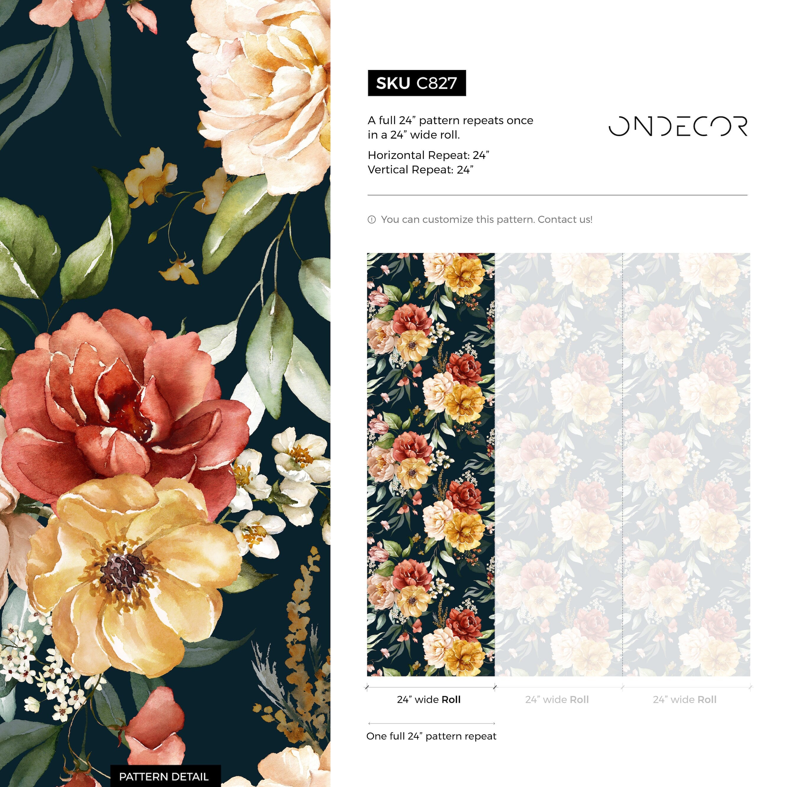Floral Wallpaper With A Vintage Garden Motif In Yellow, Red, And Pink - C827