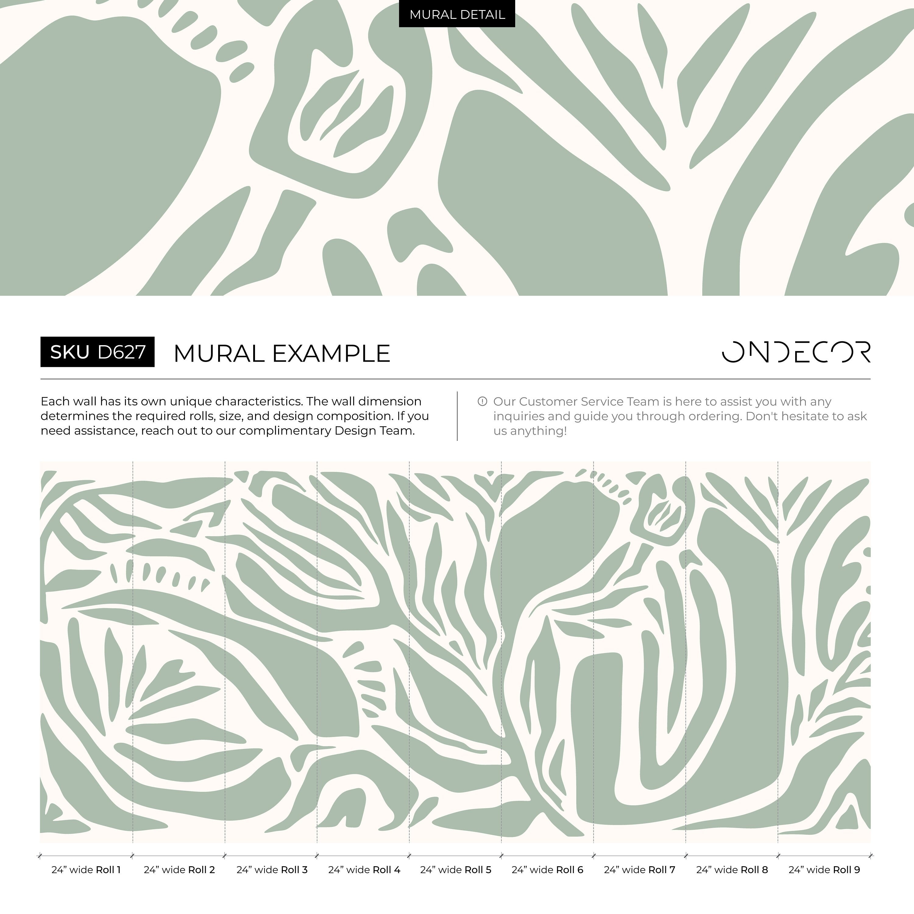 Abstract Wallpaper With Bold Organic Shapes In Light Green And White - D627