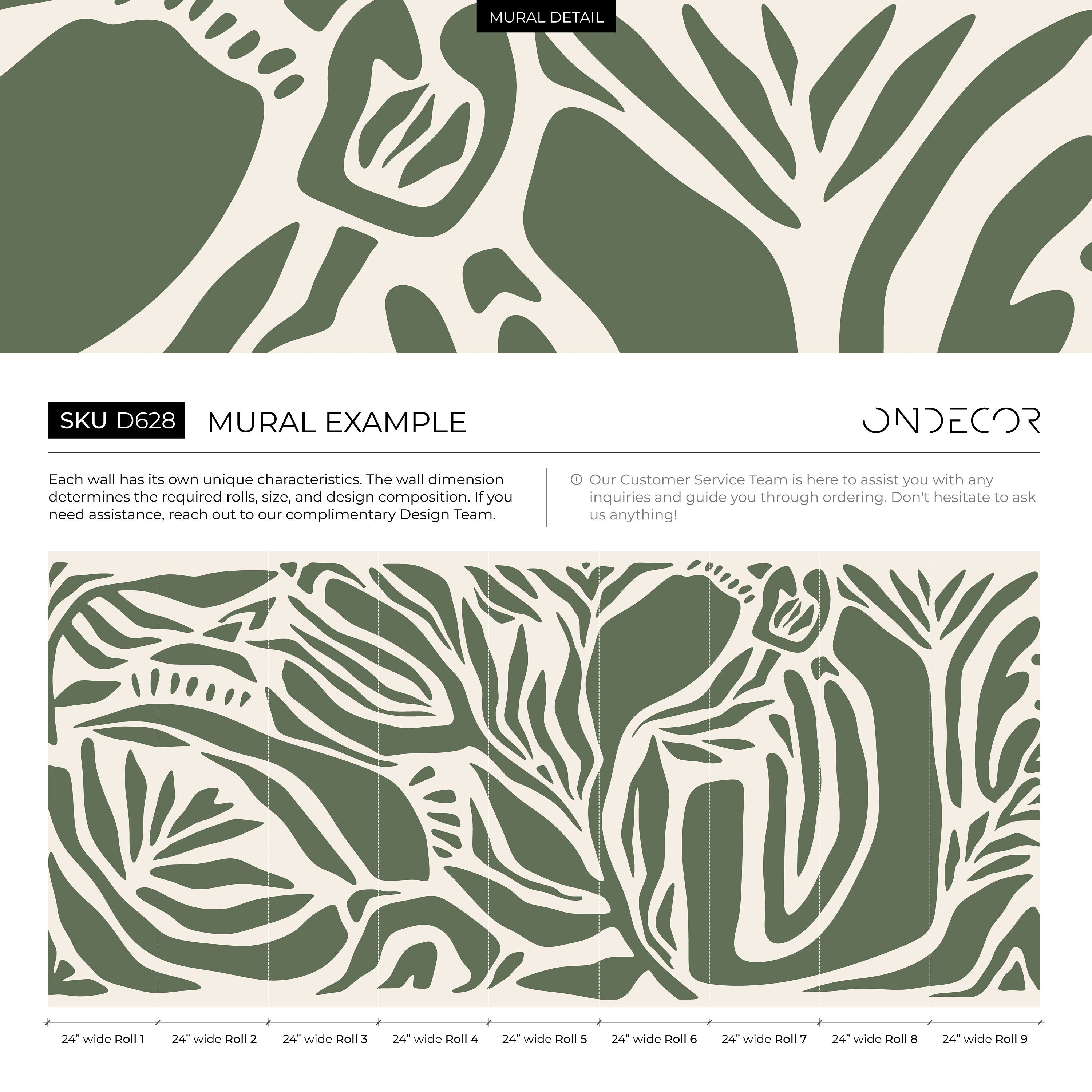 Abstract Wallpaper With Bold Organic Shapes In Olive Green And Beige - D628