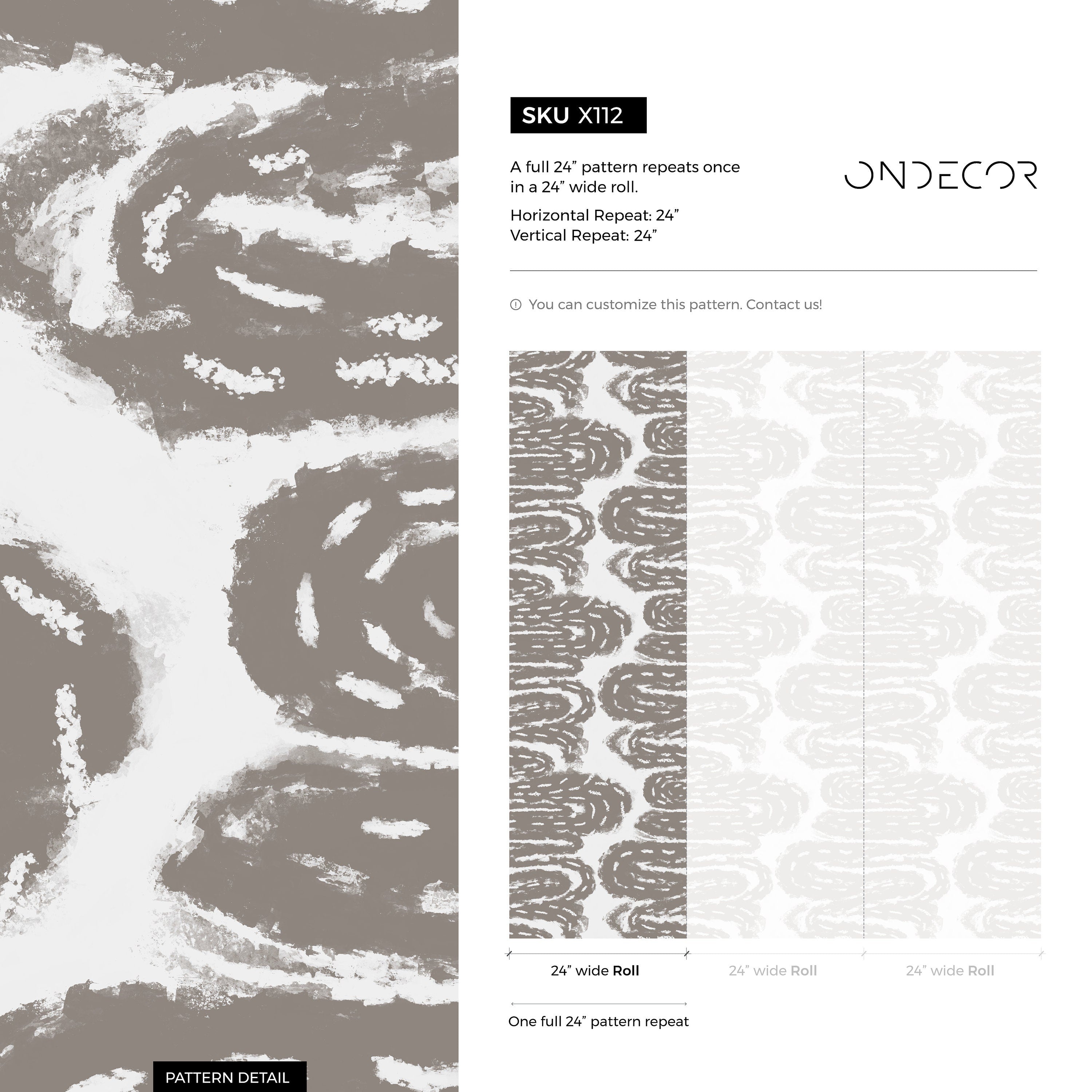 Abstract Wallpaper With Winding Brush Strokes In Taupe - X112