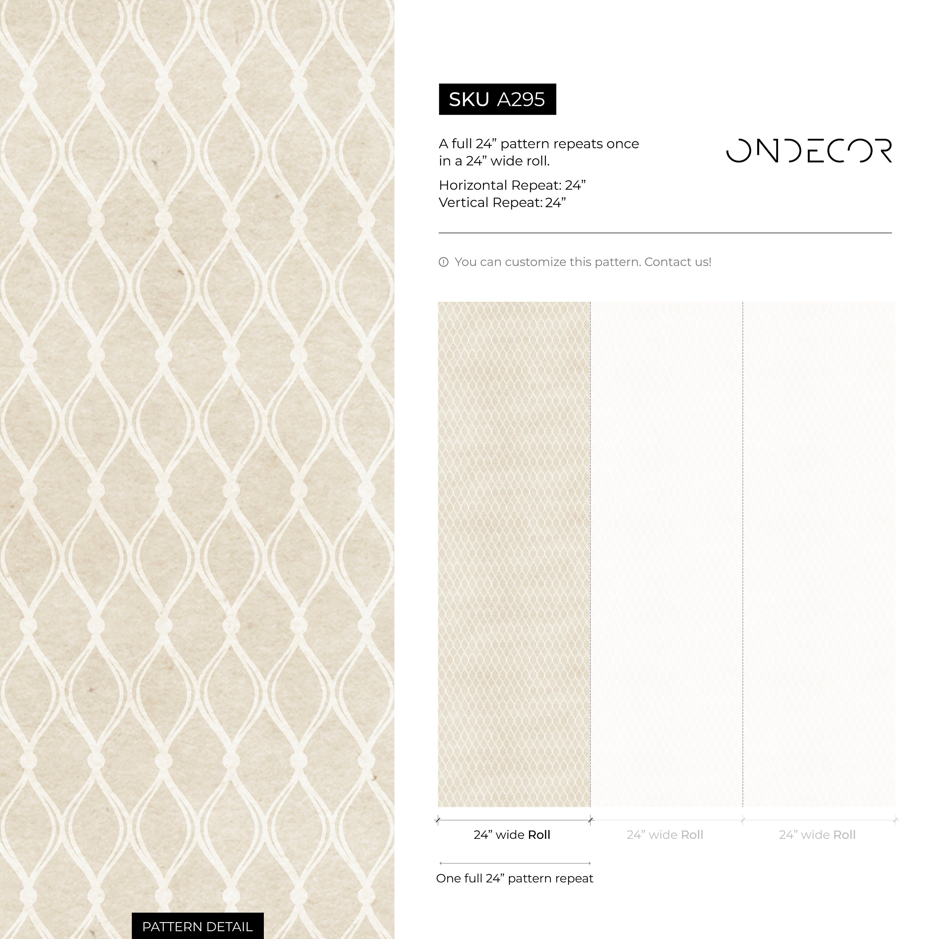 Geometric Wallpaper With A Wavy Trellis Motif In Beige And Cream - A295
