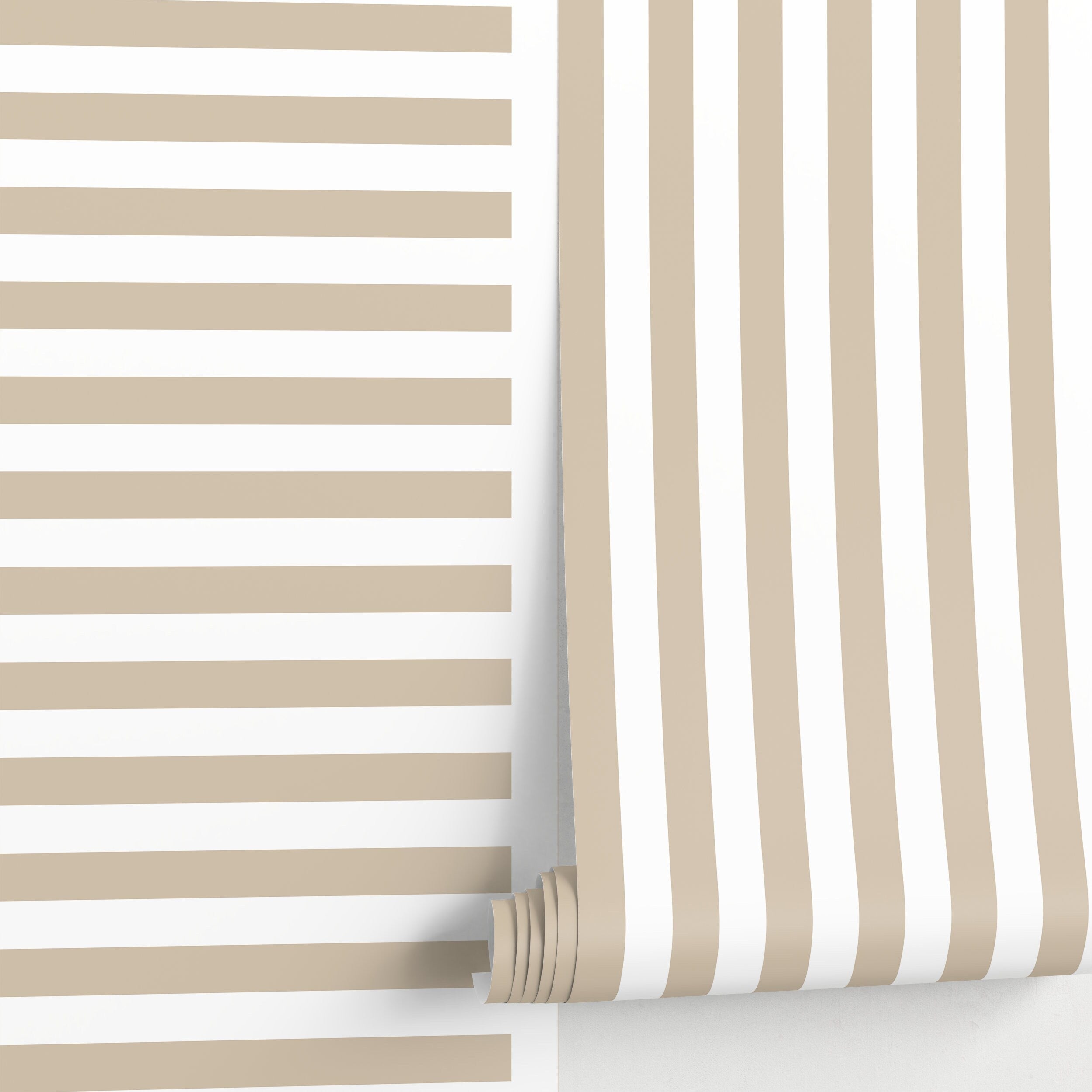 Striped Wallpaper With A Modern Geometric Design In Beige - D736