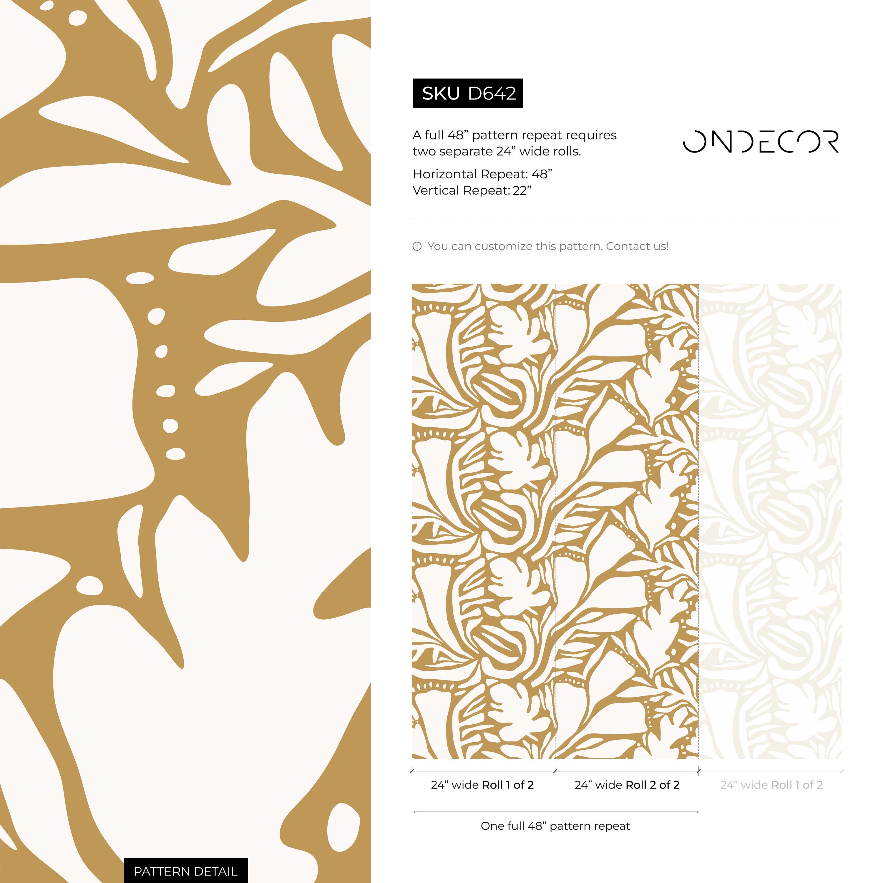 Abstract Wallpaper With A Flowing Botanical Motif In Yellow - D642