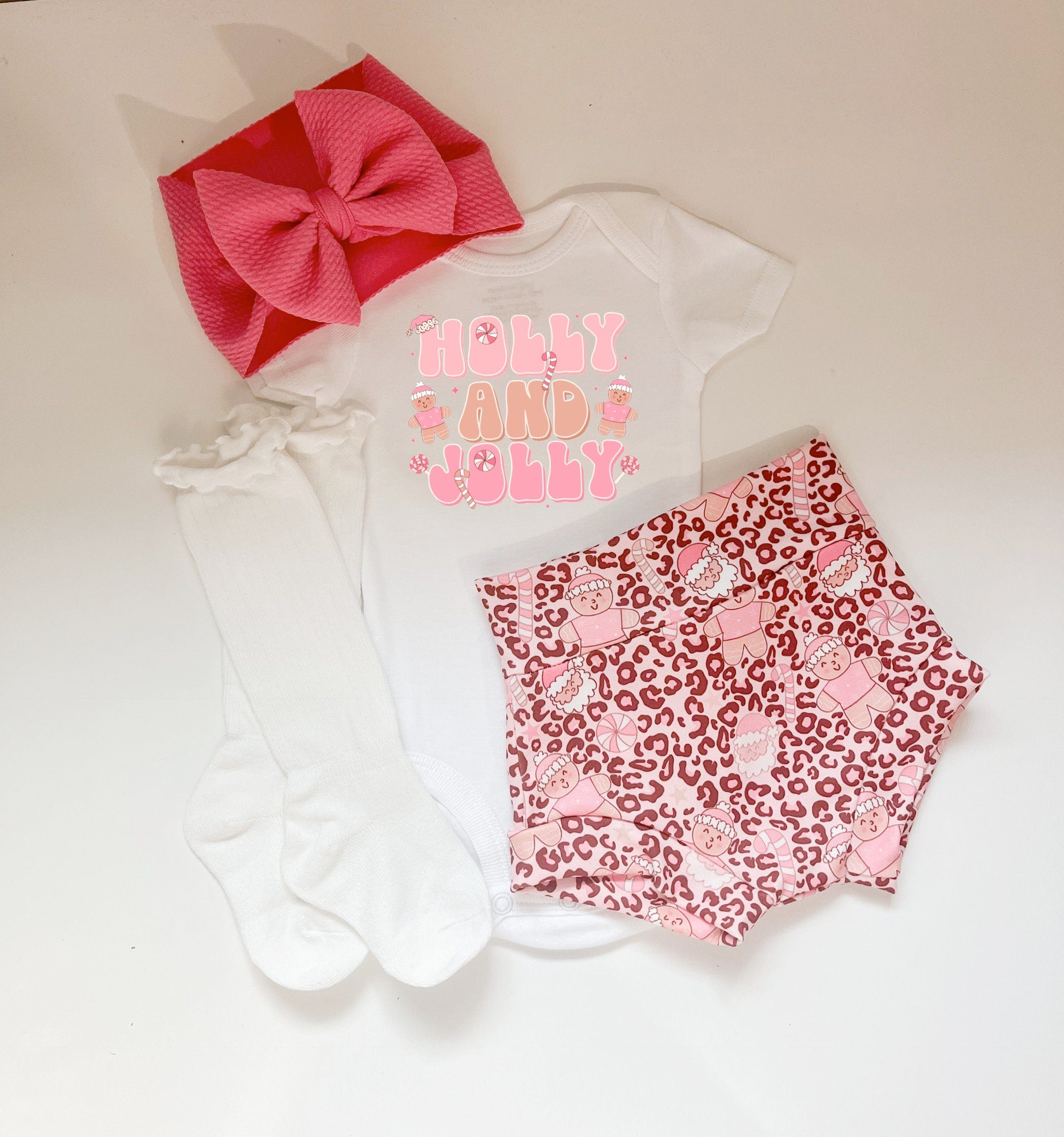 Pink Gingerbread Cheetah Bummies Set