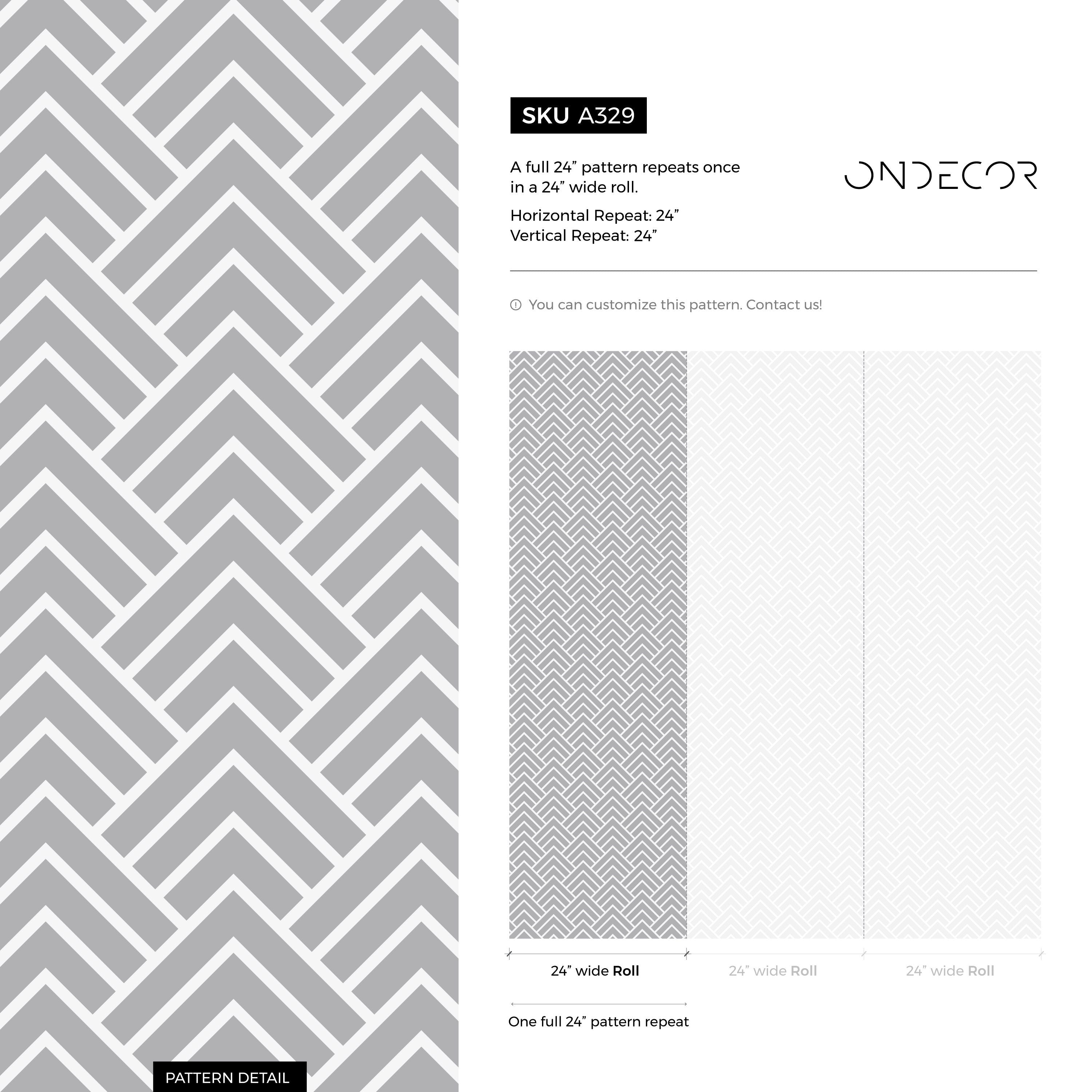 Geometric Wallpaper With An Art Deco-inspired Motif In Grey And White - A329