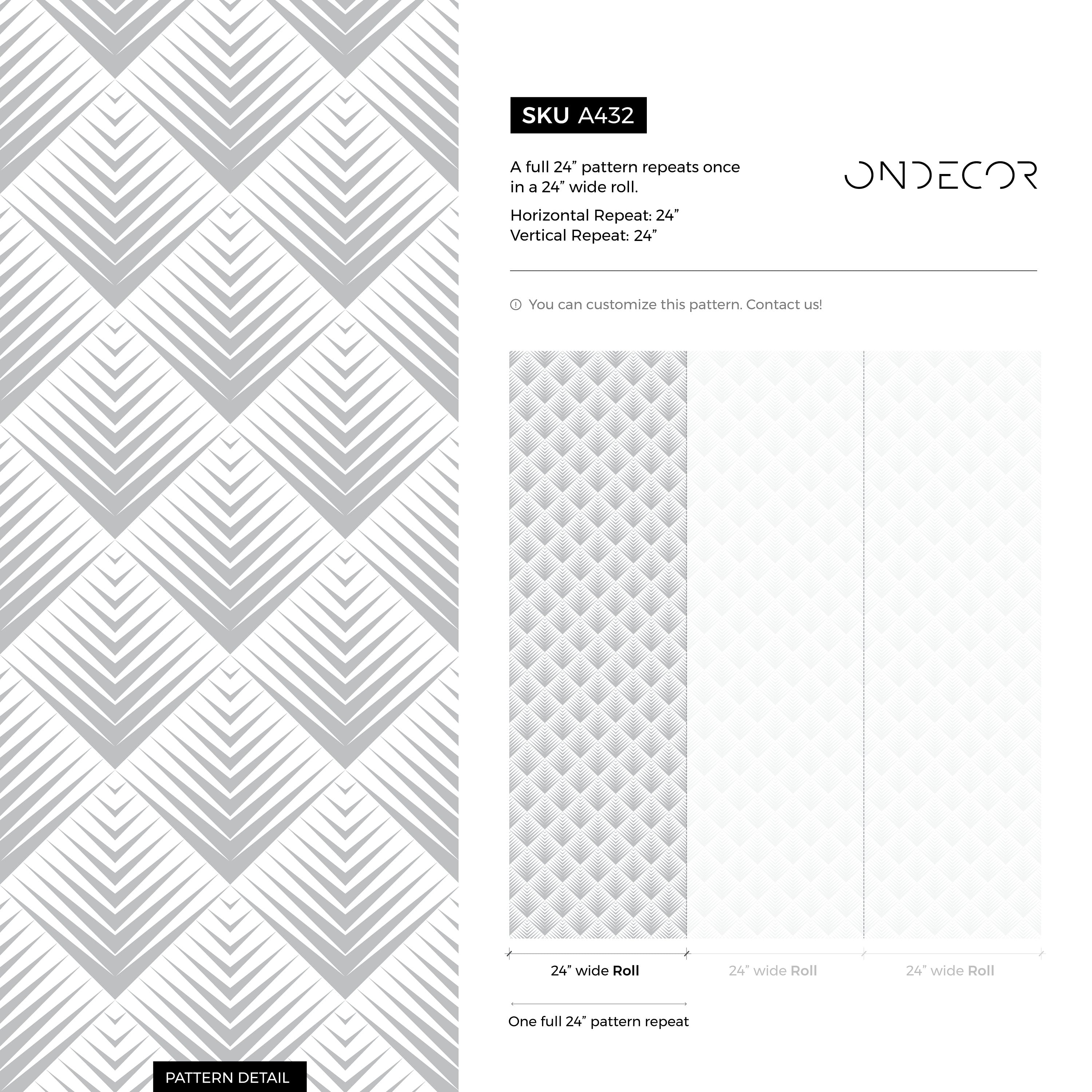 Art Deco Wallpaper With A Fanned Geometric Motif In Grey - A432