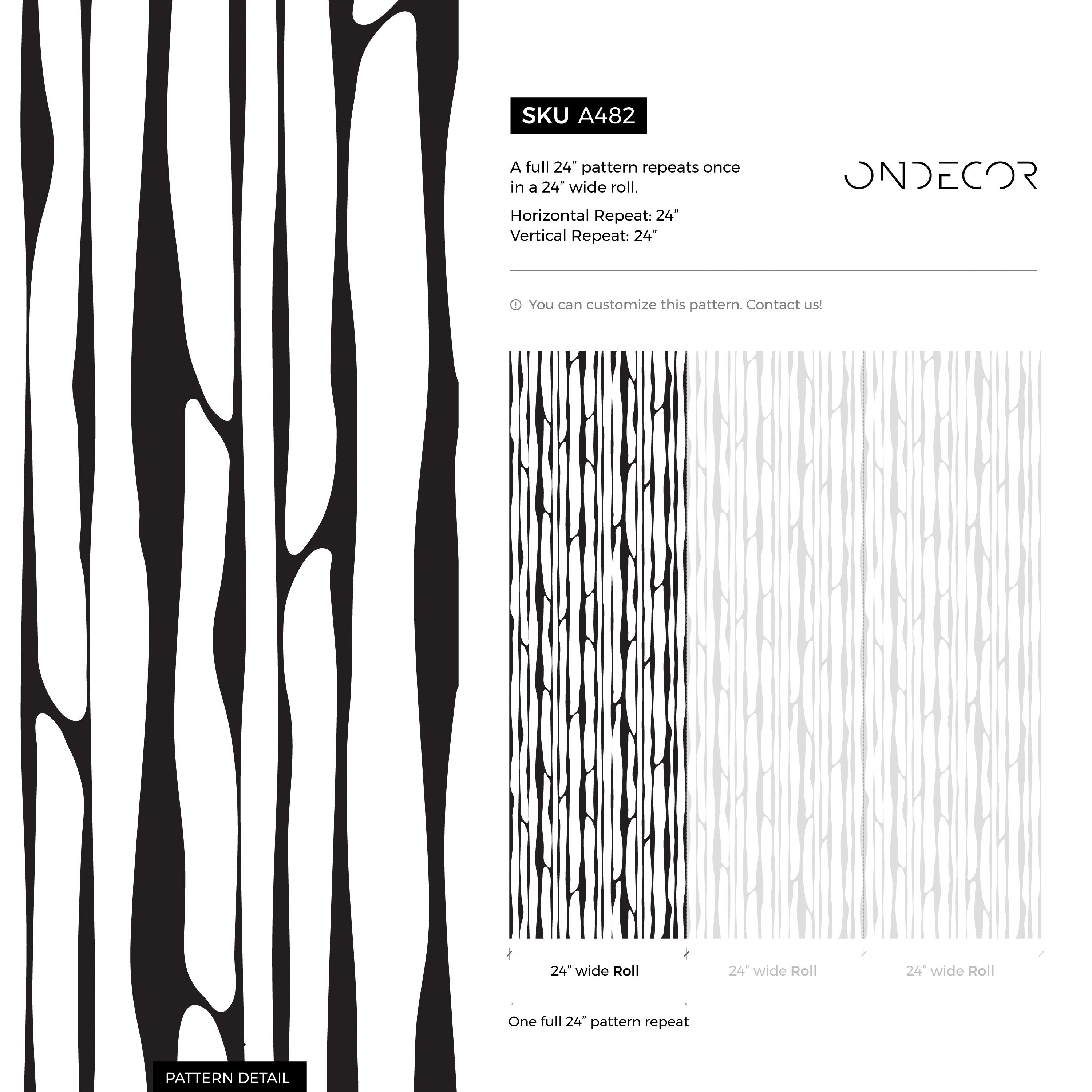 Abstract Wallpaper With Wavy Vertical Stripes In Black And White - A482