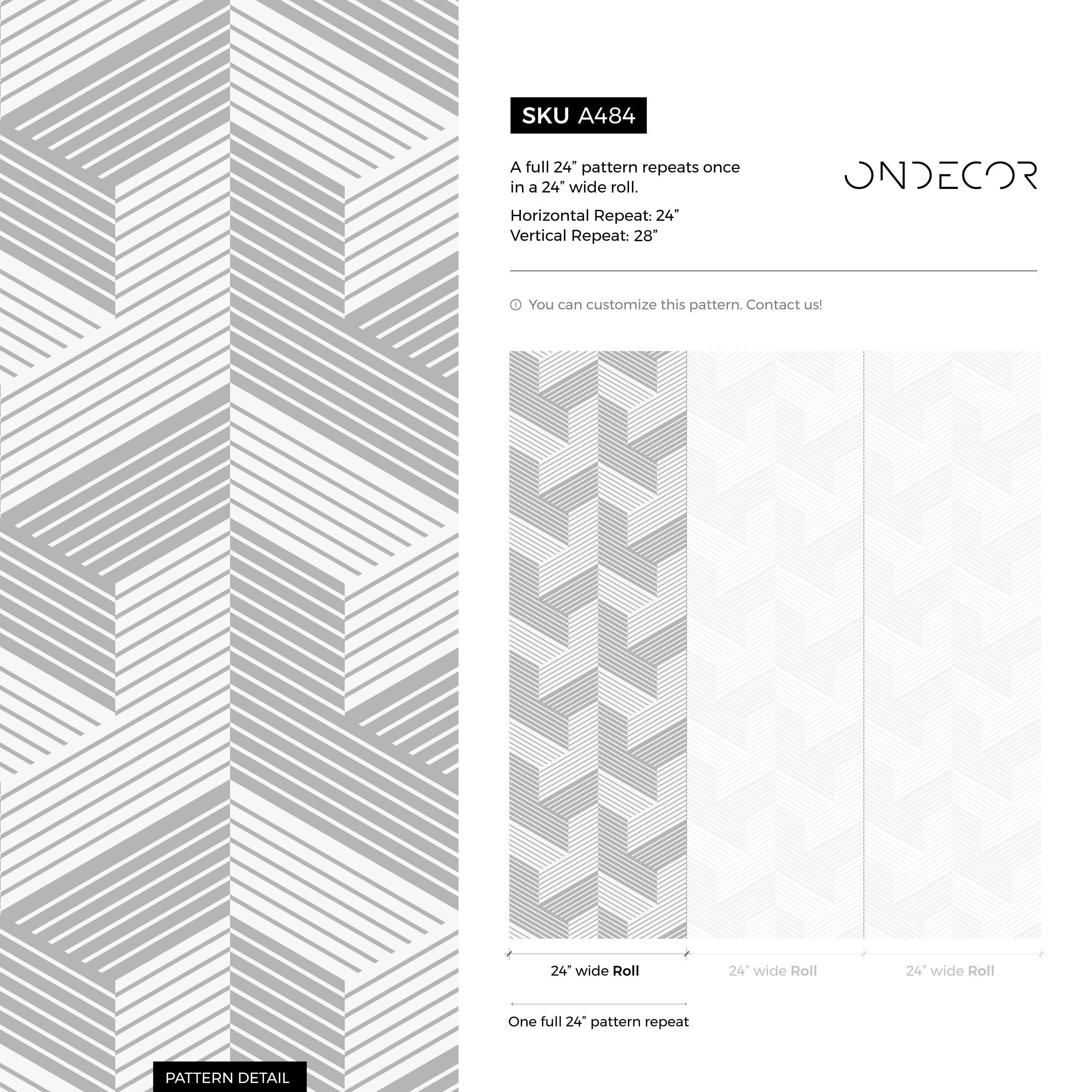 Geometric Wallpaper With A Lined 3d Block Motif In Grey - A484