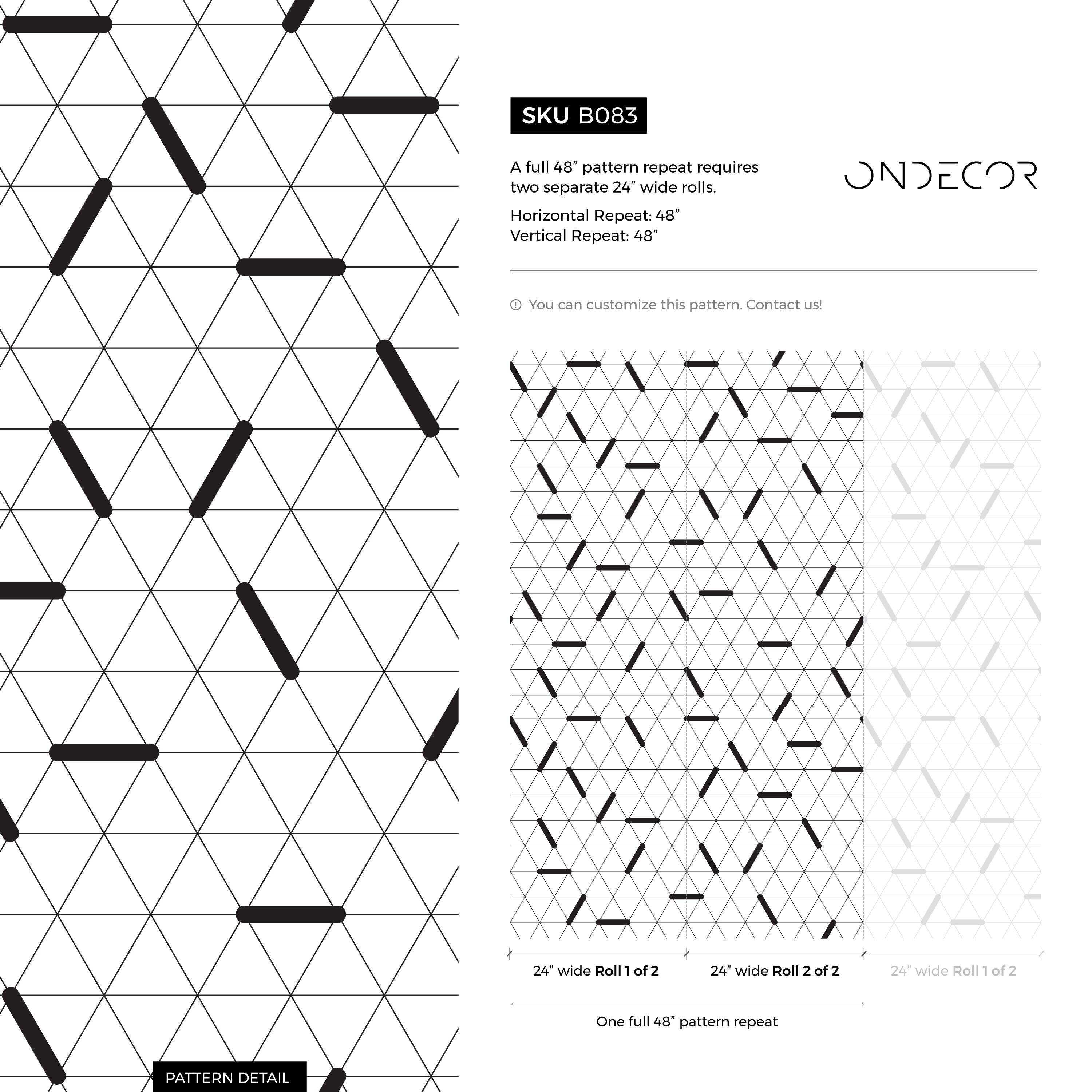 Geometric Wallpaper With A Modern Triangle Motif In Black And White - B083