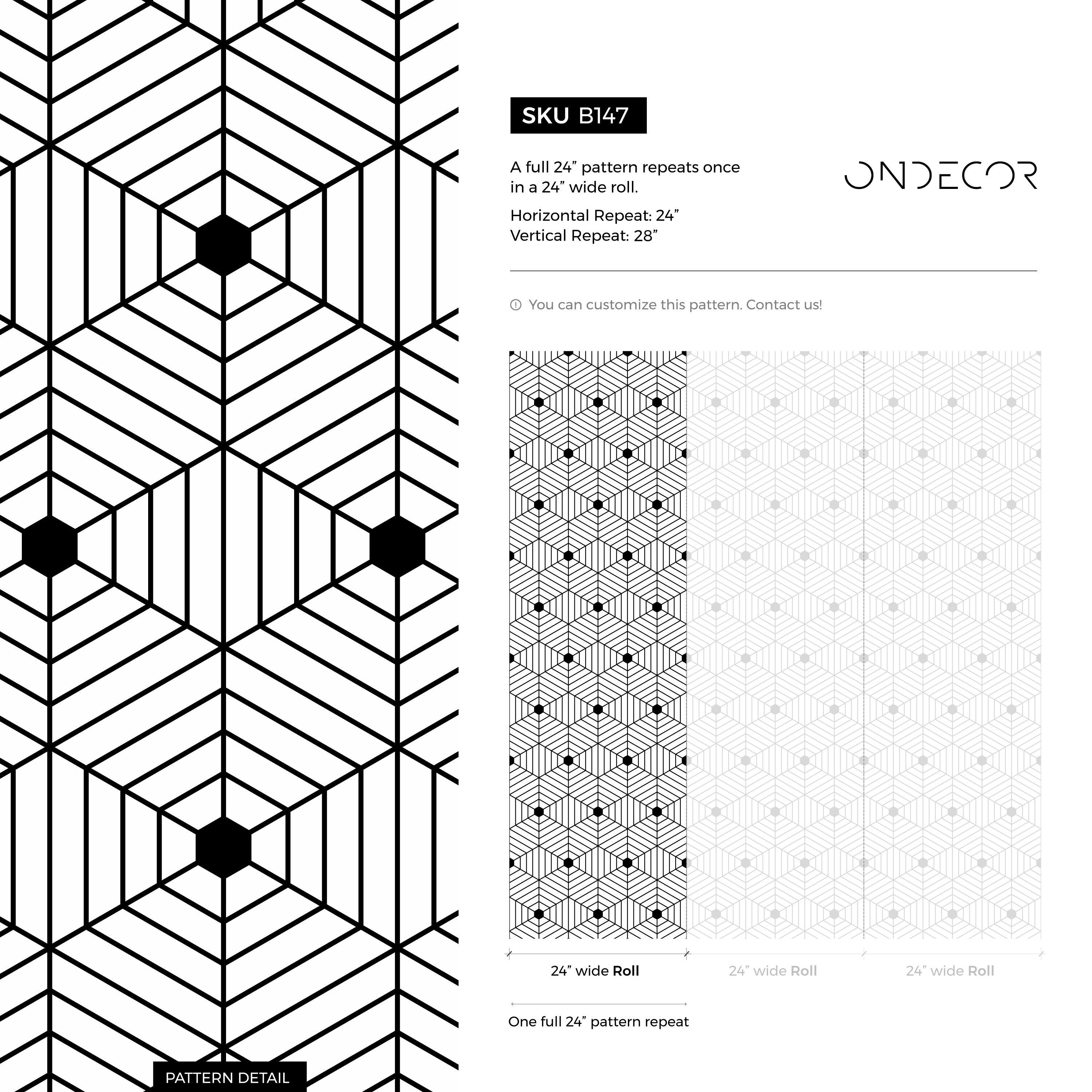 Geometric Wallpaper Featuring An Optical Cube Motif In Black And White - B147