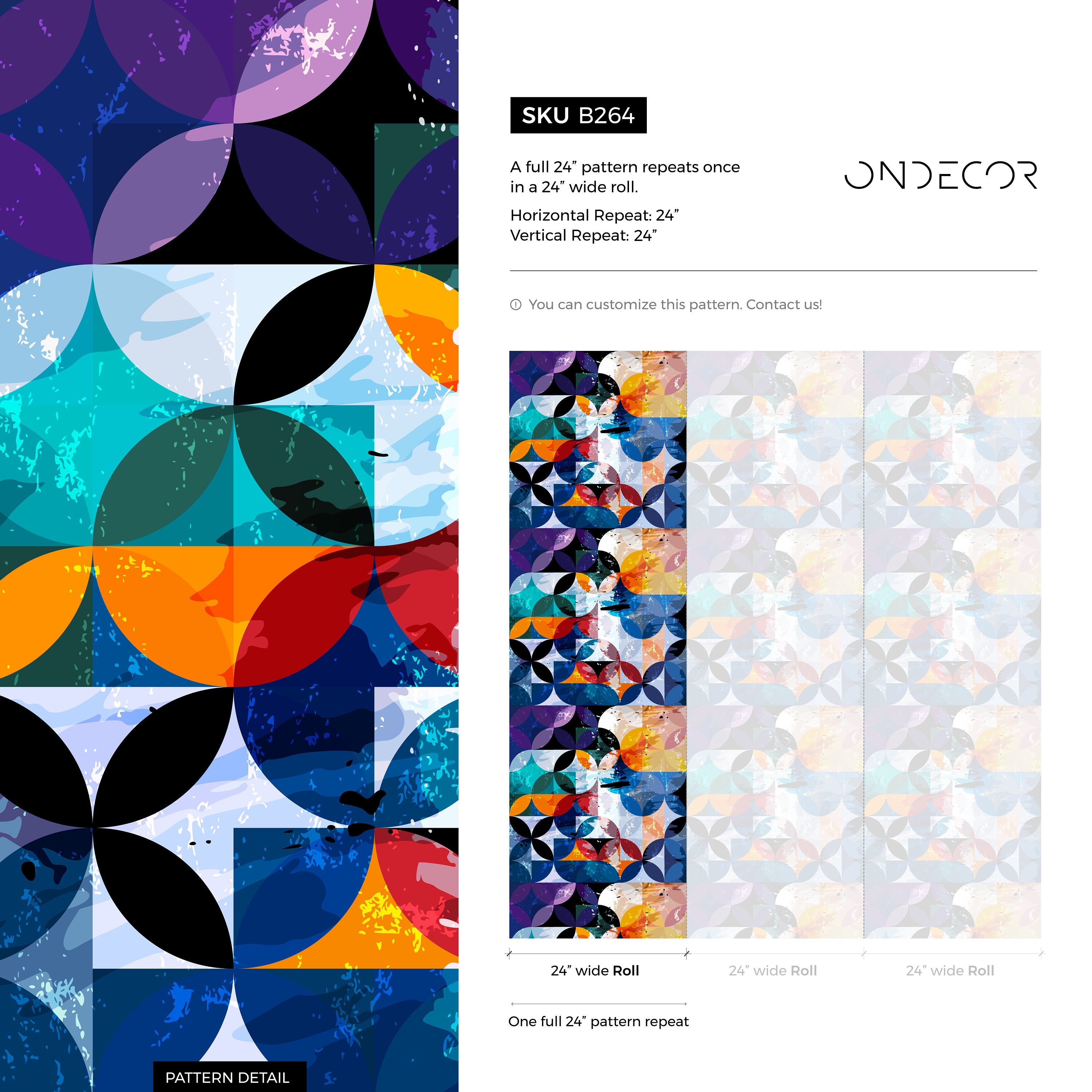 Geometric Wallpaper Featuring Overlapping Circles In Blue, Orange, And Black - B264