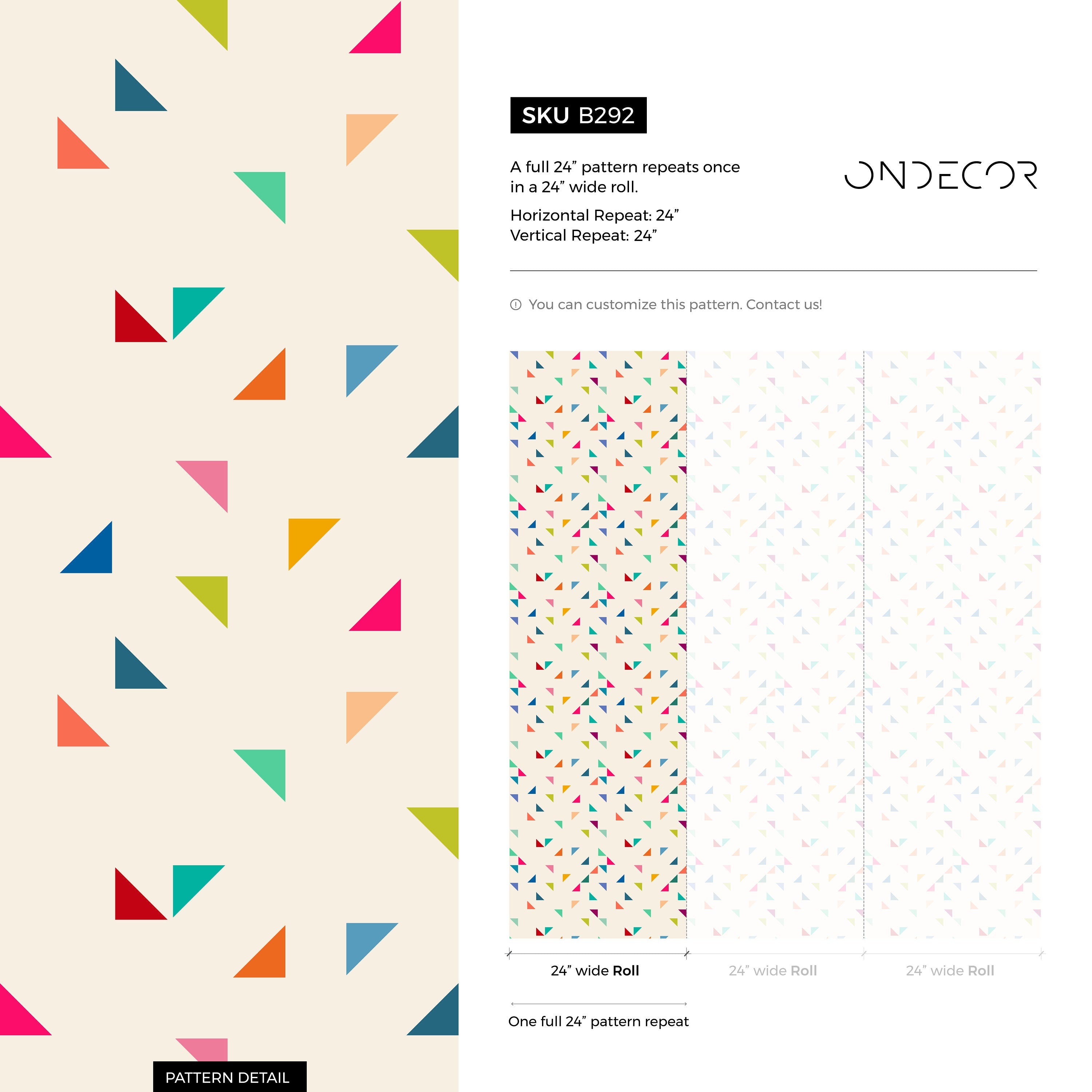Geometric Wallpaper With Colorful Scattered Triangles In Blue, Pink, And Green - B292