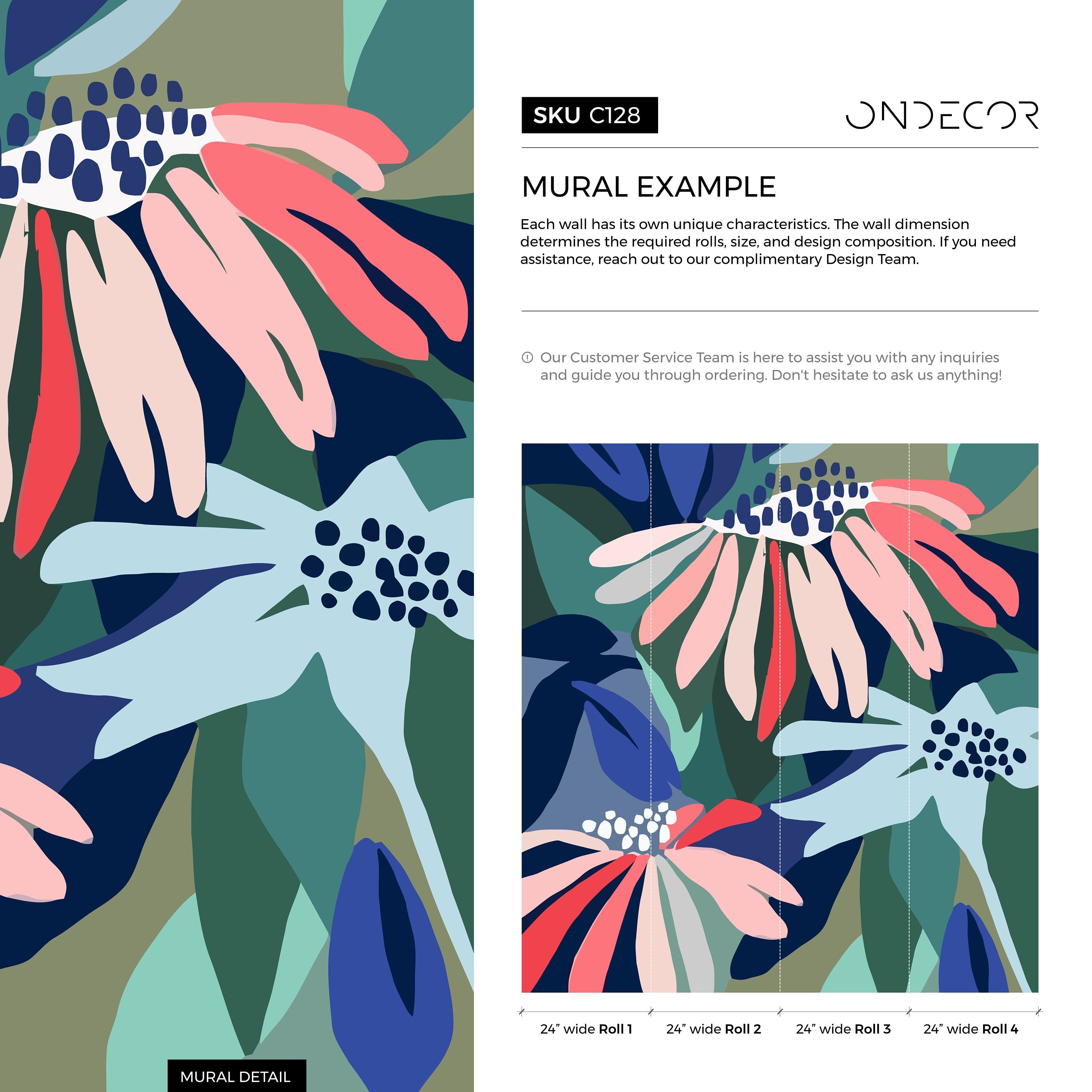 Abstract Wallpaper With Bold Organic Shapes In Blue, Green, And Red - C128