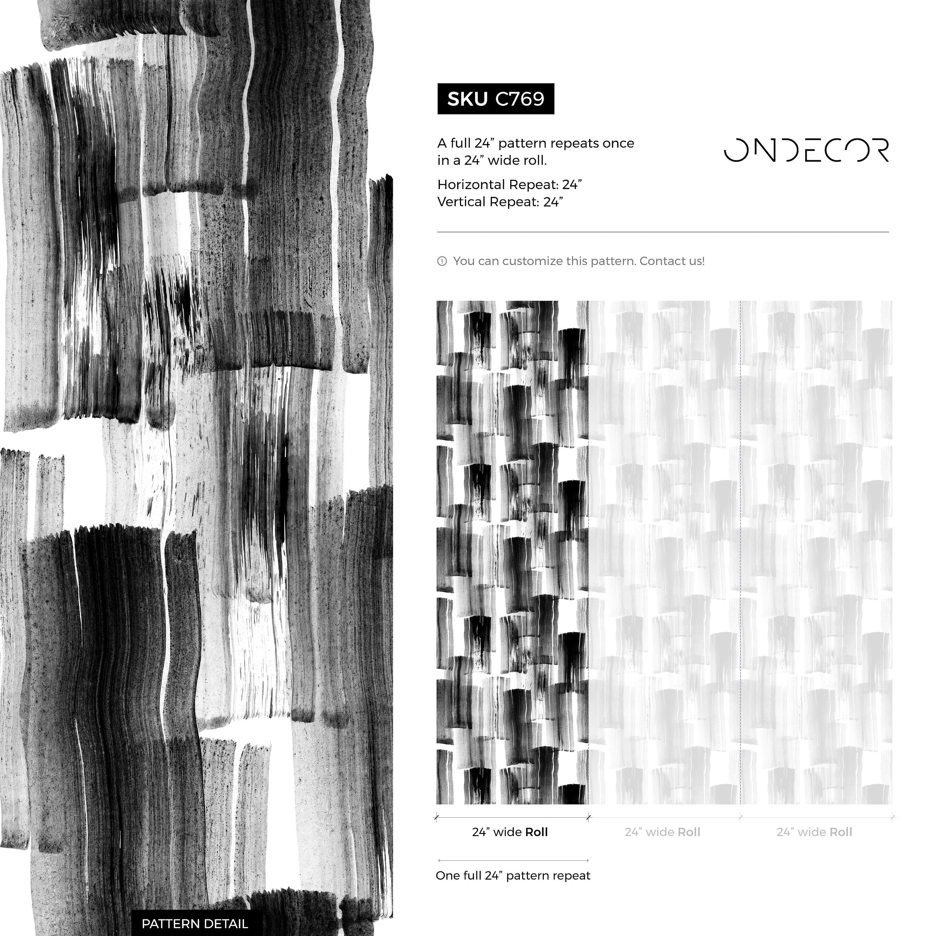 Abstract Wallpaper With Painterly Brush Strokes In Black And Gray - C769