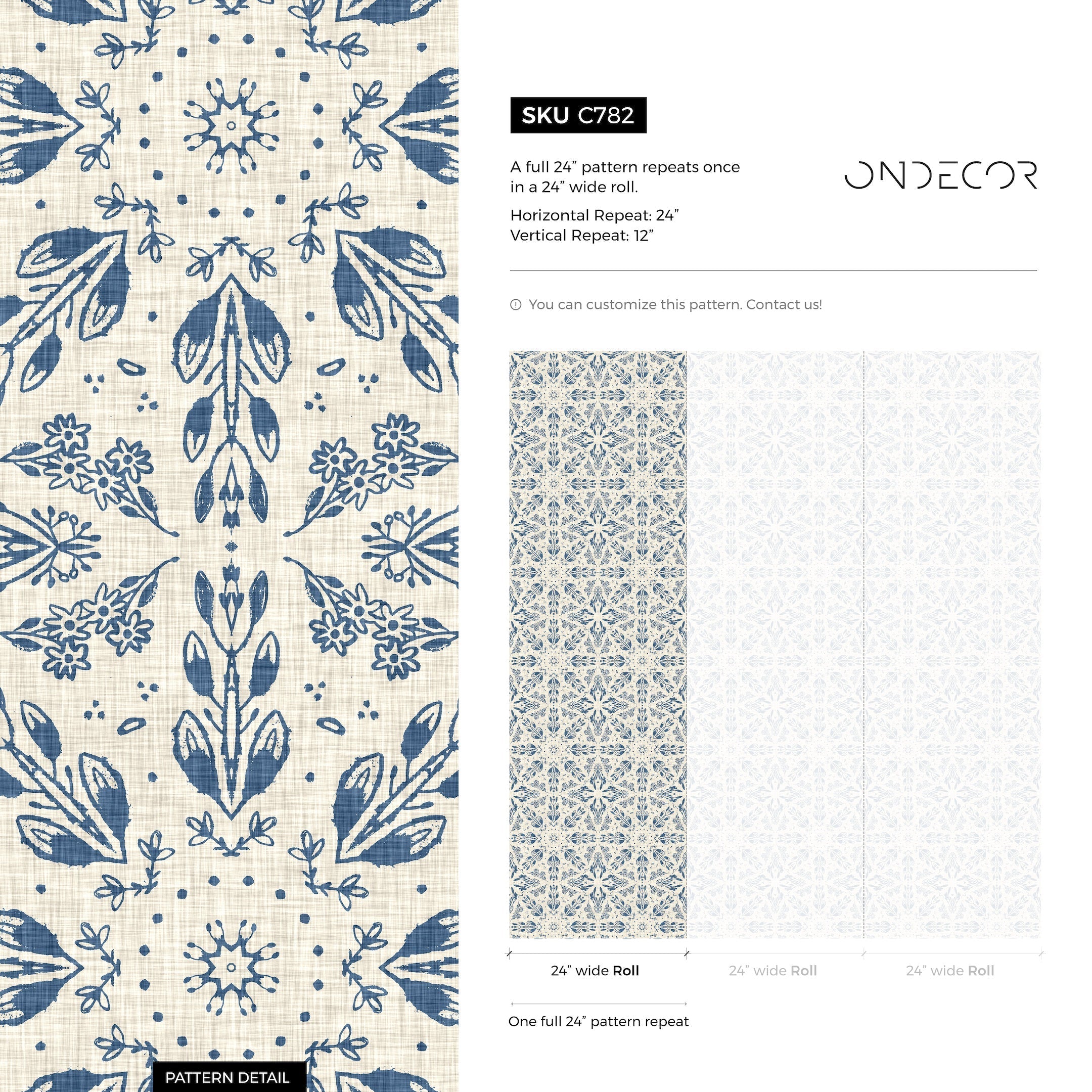 Victorian Wallpaper With An Intricate Floral Medallion Motif In Blue And Beige - C782