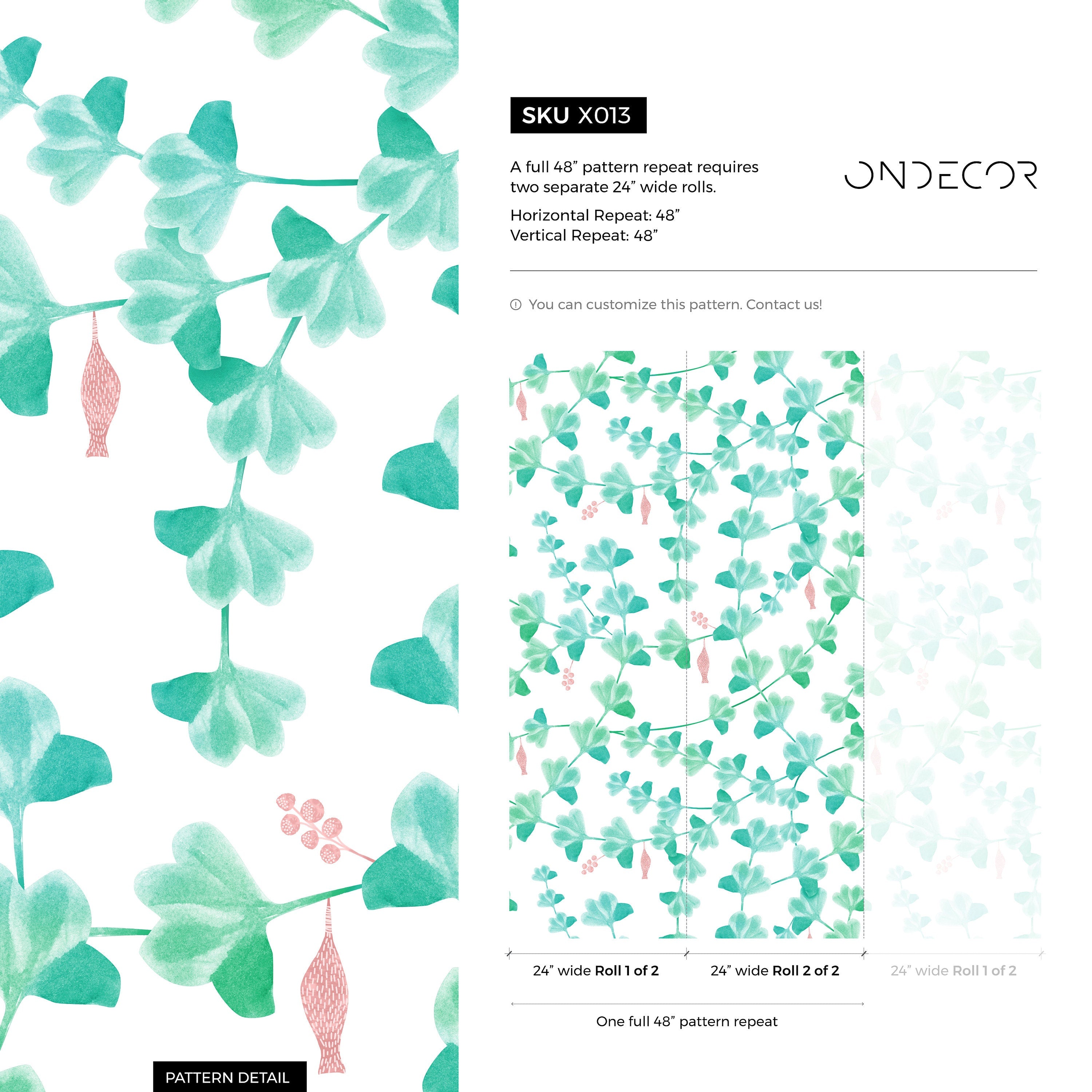 Botanical Wallpaper With A Whimsical Climbing Vine Motif In Green And Pink - X013