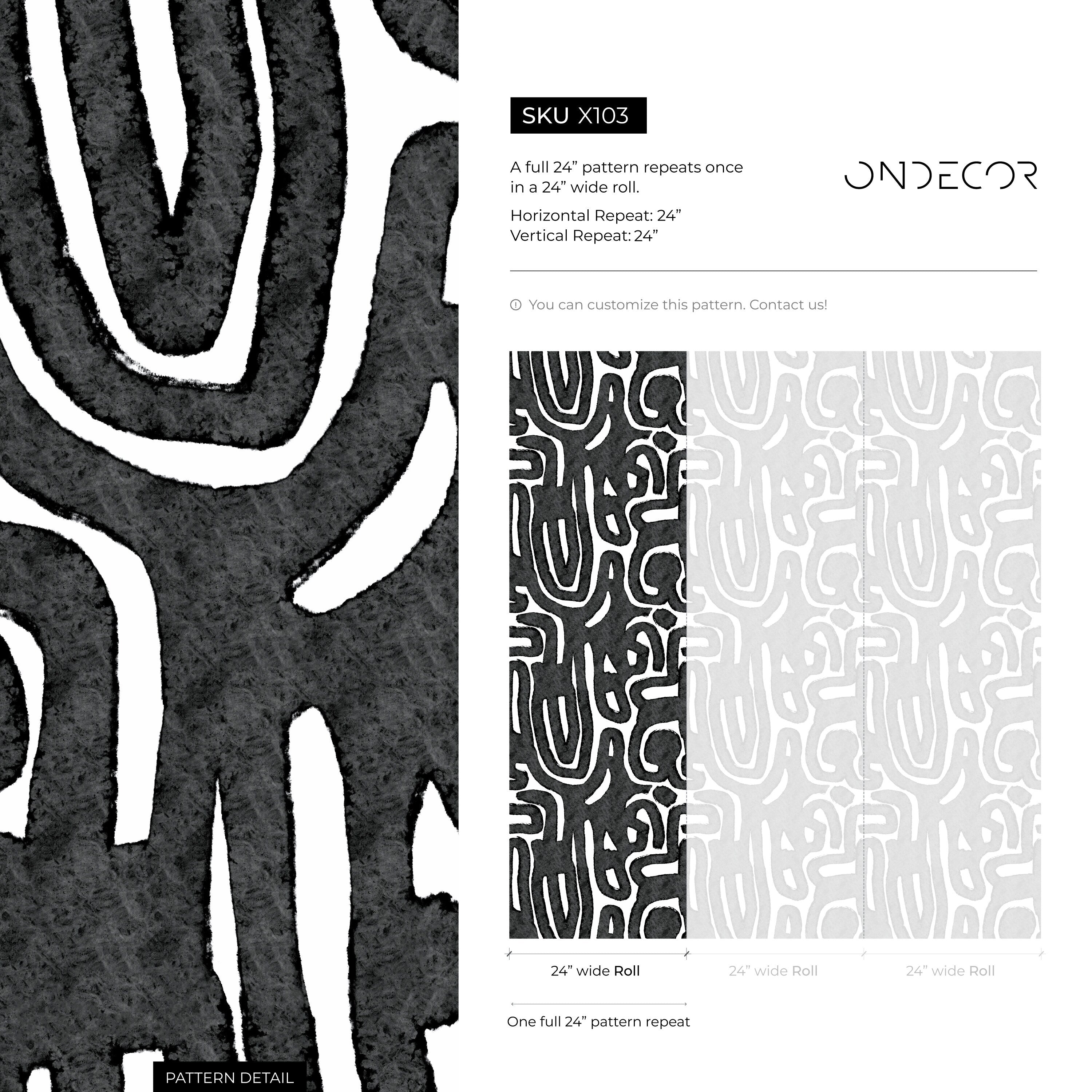 Abstract Wallpaper Featuring Bold Tribal Linework In Black And White - X103