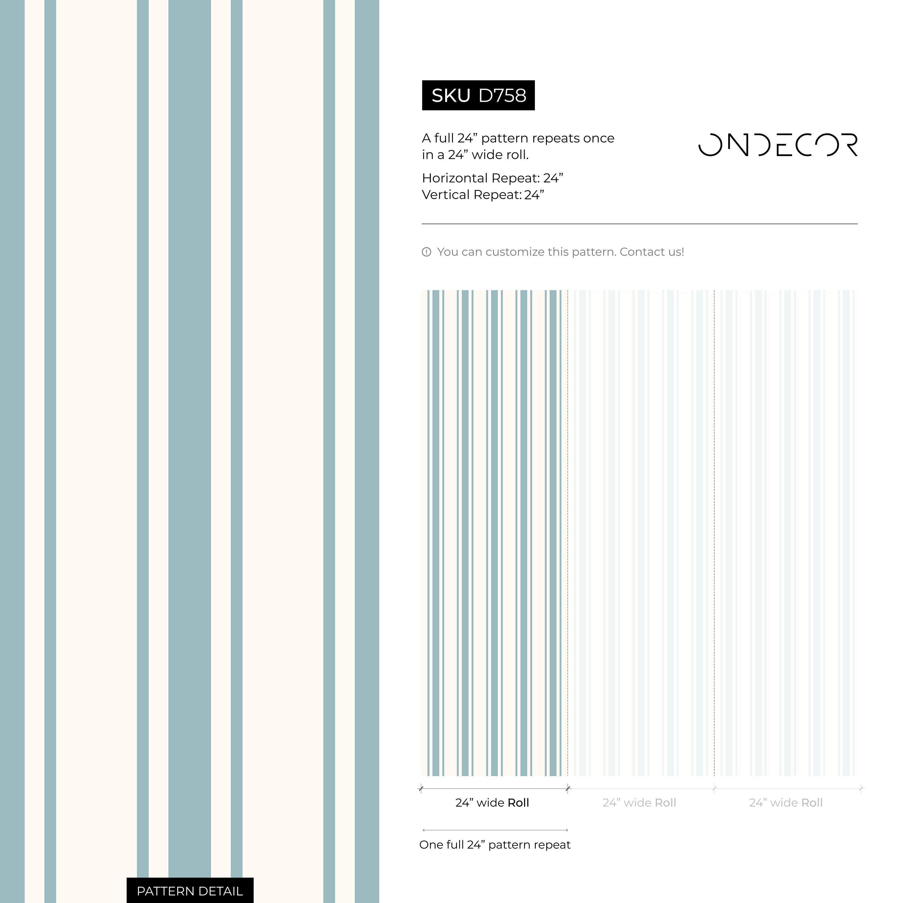 Vintage Striped Wallpaper With Classic Lines In Light Blue And Cream - D758