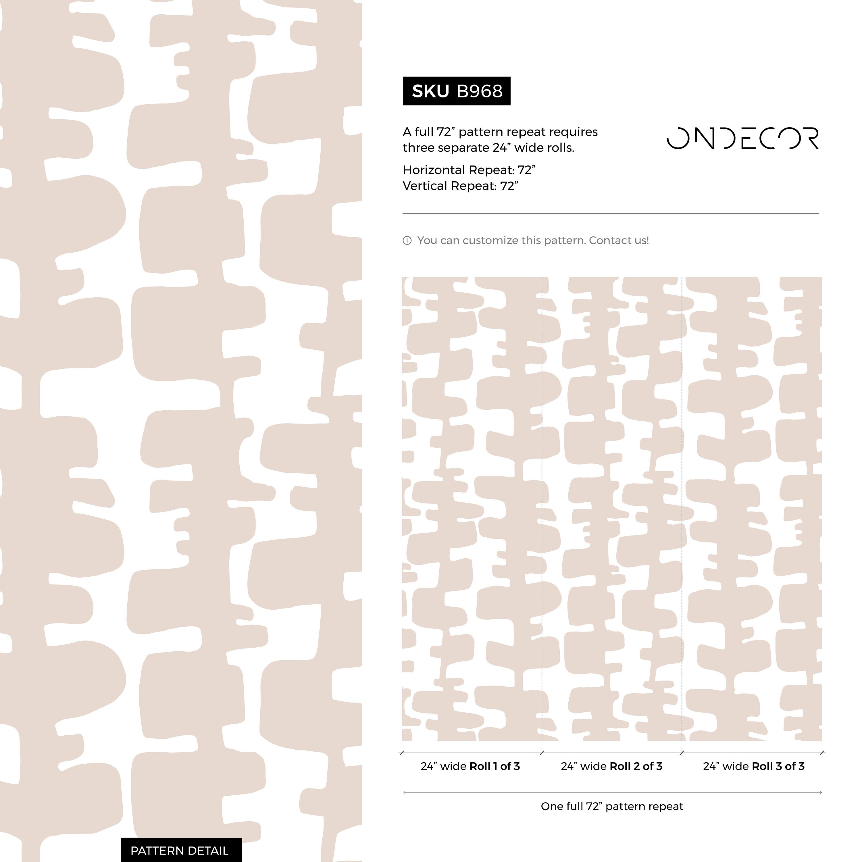 Abstract Wallpaper With Organic Block Shapes In Beige And Off-white - B968