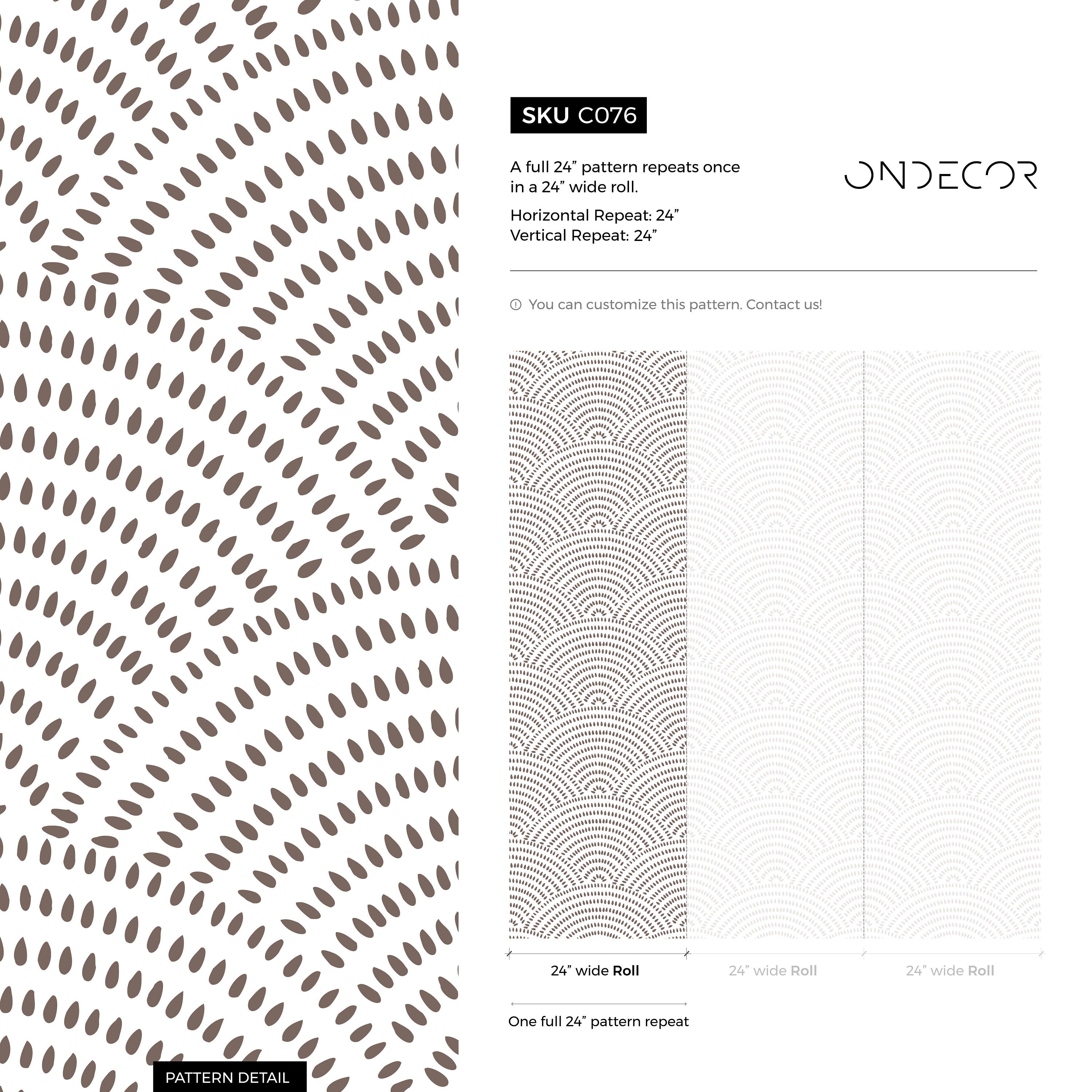 Geometric Wallpaper With An Arched Dot Pattern In Brown - C076