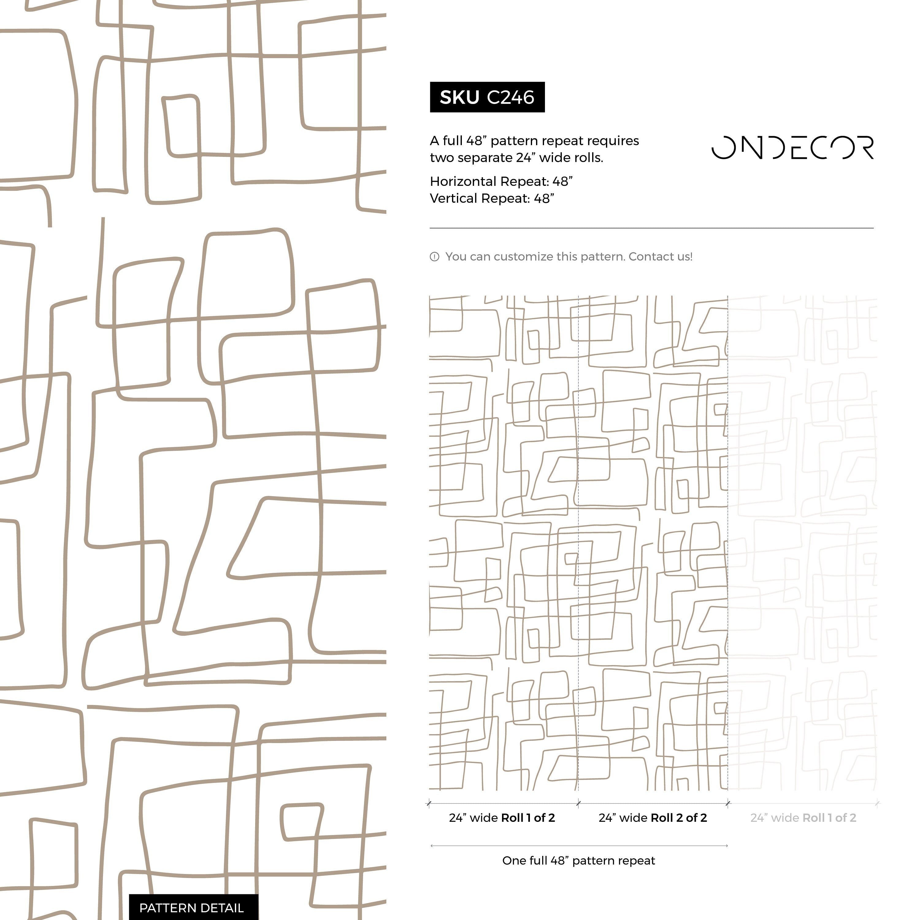 Abstract Wallpaper With A Minimalist Line Art Motif In Beige - C246