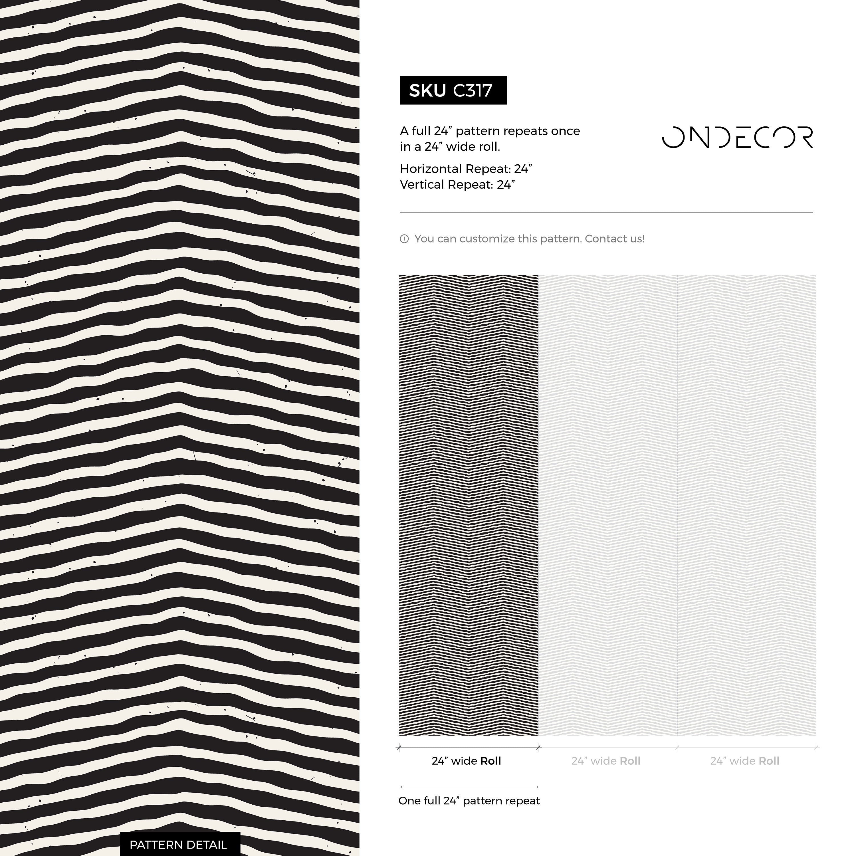 Abstract Wallpaper With A Hand-drawn Chevron Motif In Black And White - C317